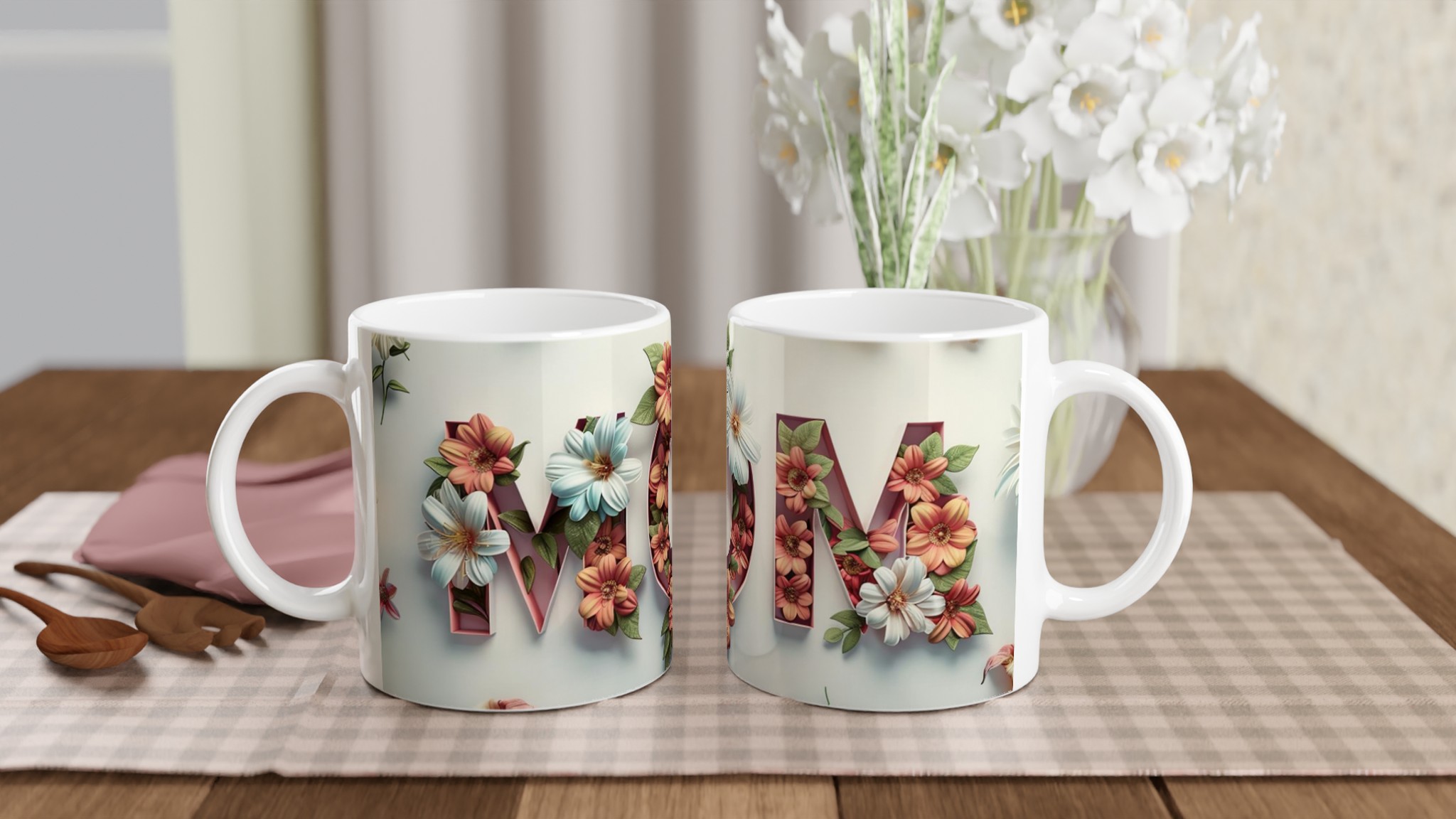 Vit 11oz keramisk mugg med blomstrande motiv – välj din perfekta färg 10 cd9c8696-48c1-42a4-8e4c-df0d3eb59544