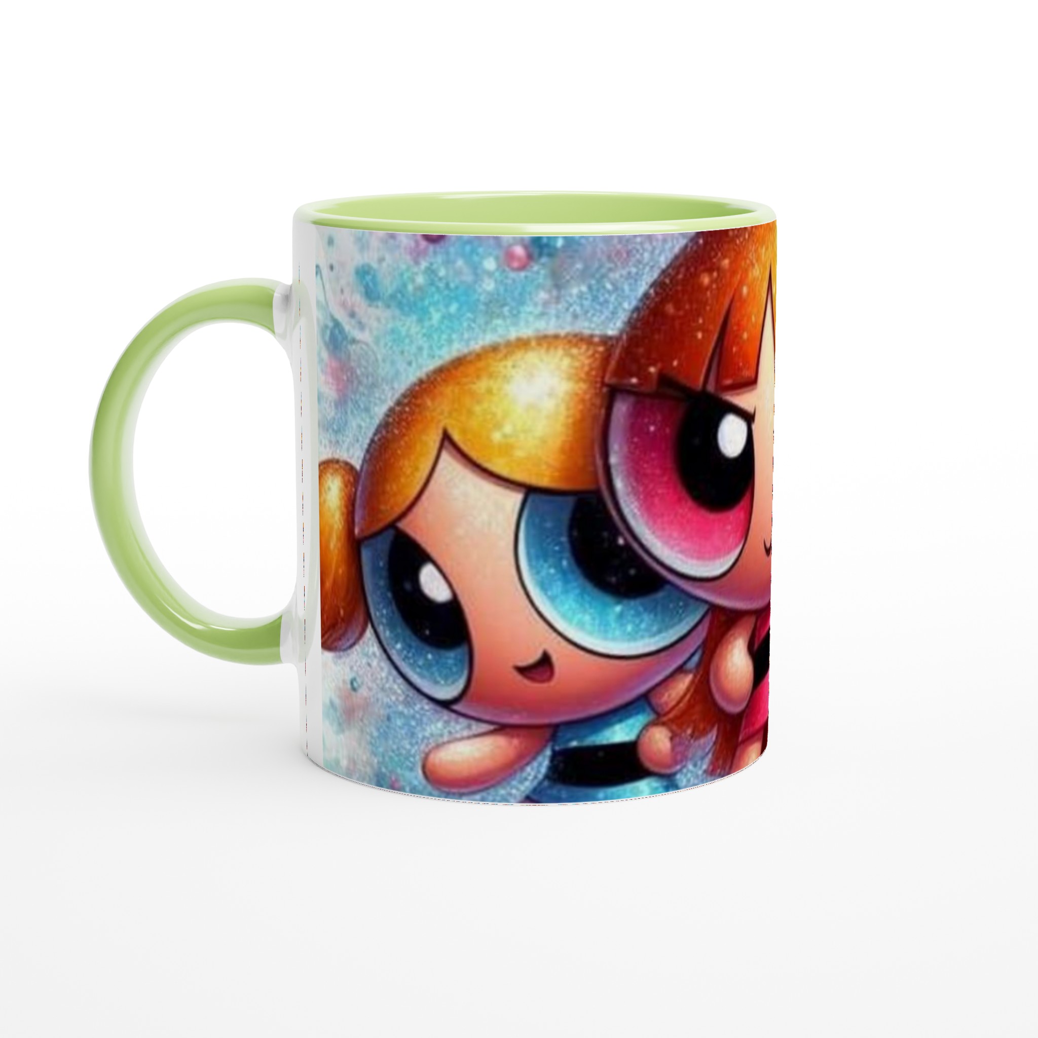 Vit 11oz keramisk mugg med kraftfullt Powerpuff Girls-tryck i livfulla färger 7 cda930db-c960-4b1f-83ba-ffa86ac672c9