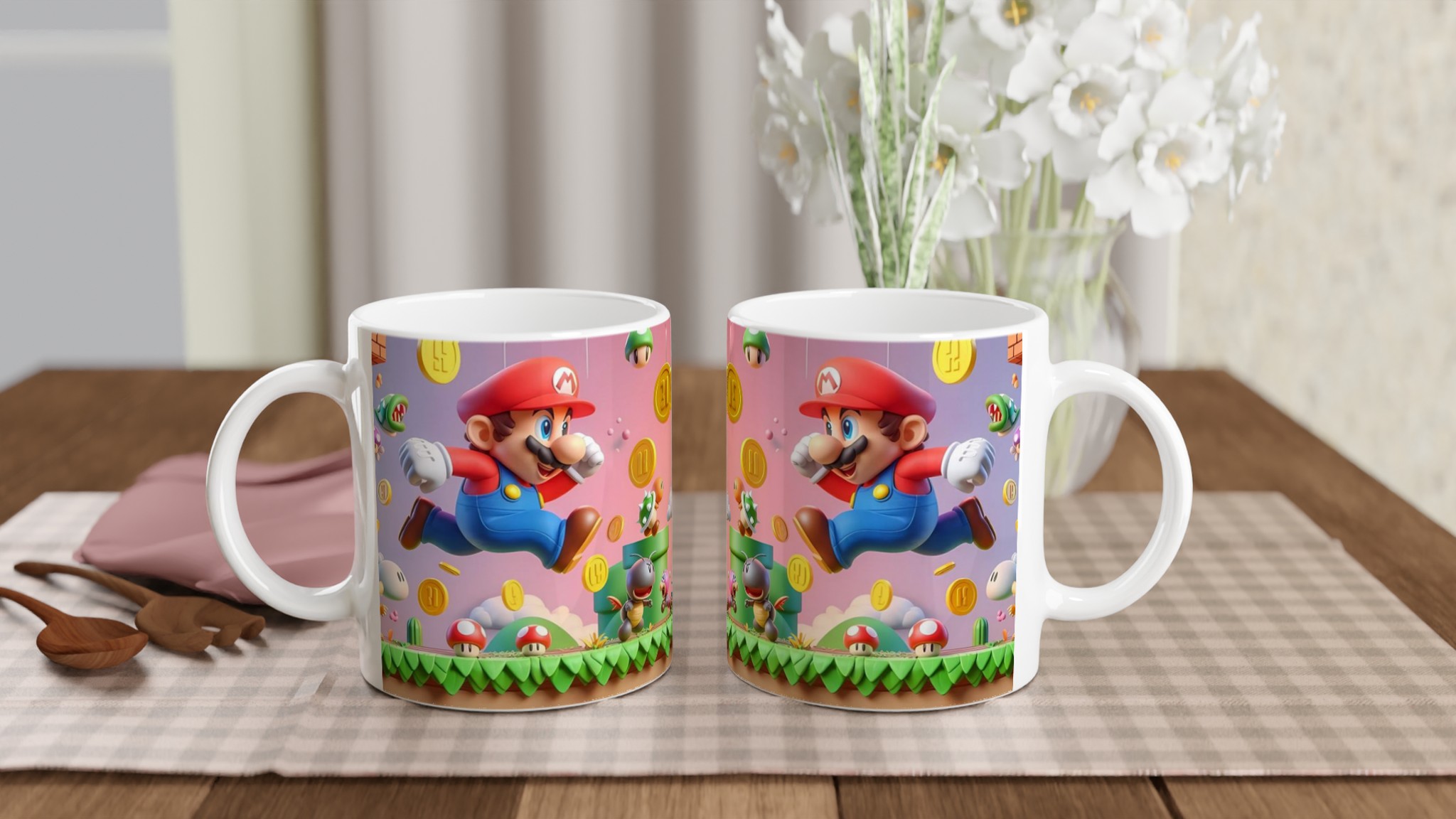 Vit 11oz keramisk mugg med spelinspirerat designval i sju livfulla färger 10 cdf29aaa-aa5d-477a-8fc9-8688c355f6ca