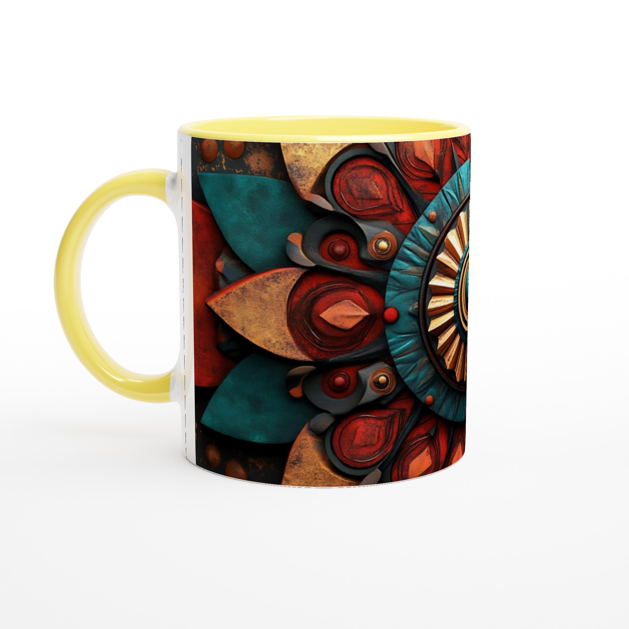 Aztec Inspired Keramikmugg - 11oz Mandala Mönster i Rött & Turkos 3 ce04cb37-1d7d-48f7-9066-72962cc2ba6c