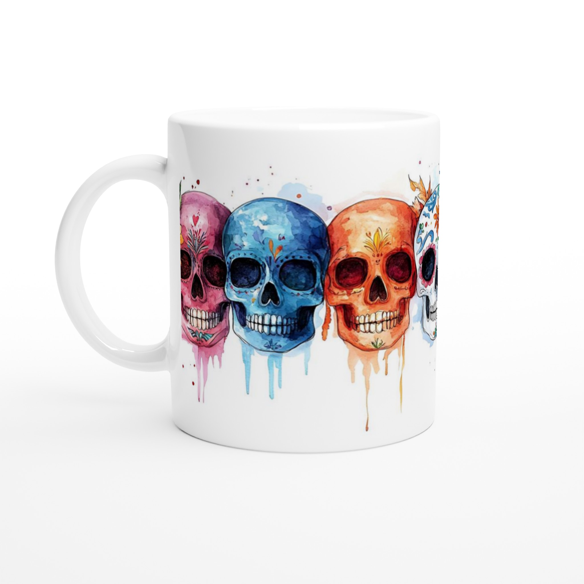 Färgglad Sugar Skull Keramikmugg - Livfull Akvarell Día de los Muertos Design, 11 oz 1 ce053528-0210-4a01-90d8-e21890d30ceb