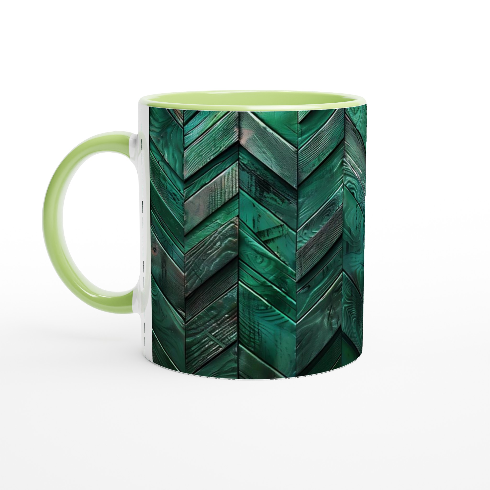 Vit 11oz keramisk mugg med djupgrön trädesign – välj bland sju eleganta färger 7 ce0f09c0-5bd7-46d6-8141-2fc89b45a8ee