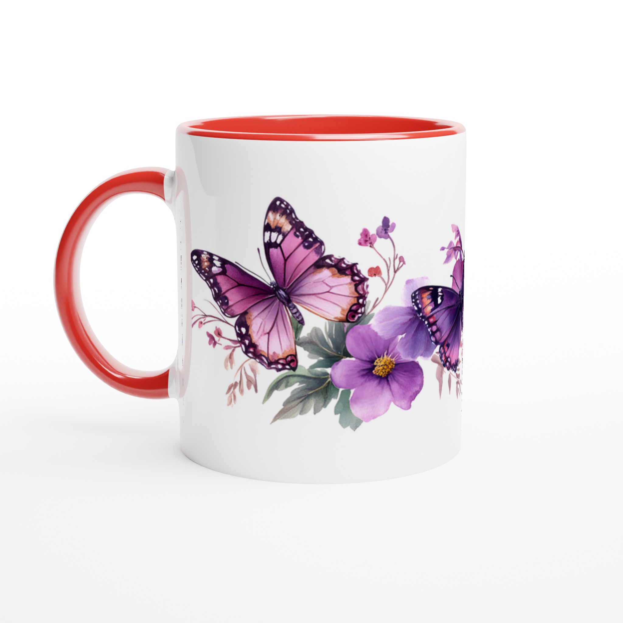 Fjärilsdröm Keramikmugg - Lyxigt Lila Blomster & Fjärilstryck, 11oz Favoritmugg i Valfri Färg 5 ce4d2326-b2f4-49fe-9ad2-43d023d30fcf