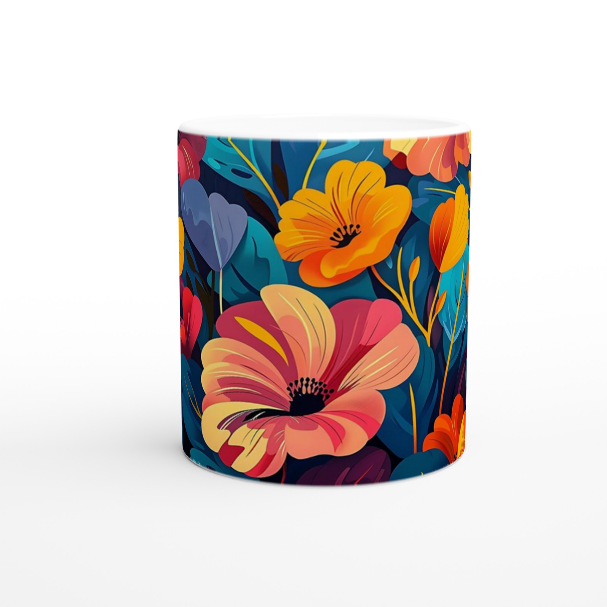 Tropisk Blomsterglädje 11oz Keramisk Mugg – Färgglad Design för Kaffe- & Teälskare 9 ce4e263f-672e-4233-9b39-f850395ddea2