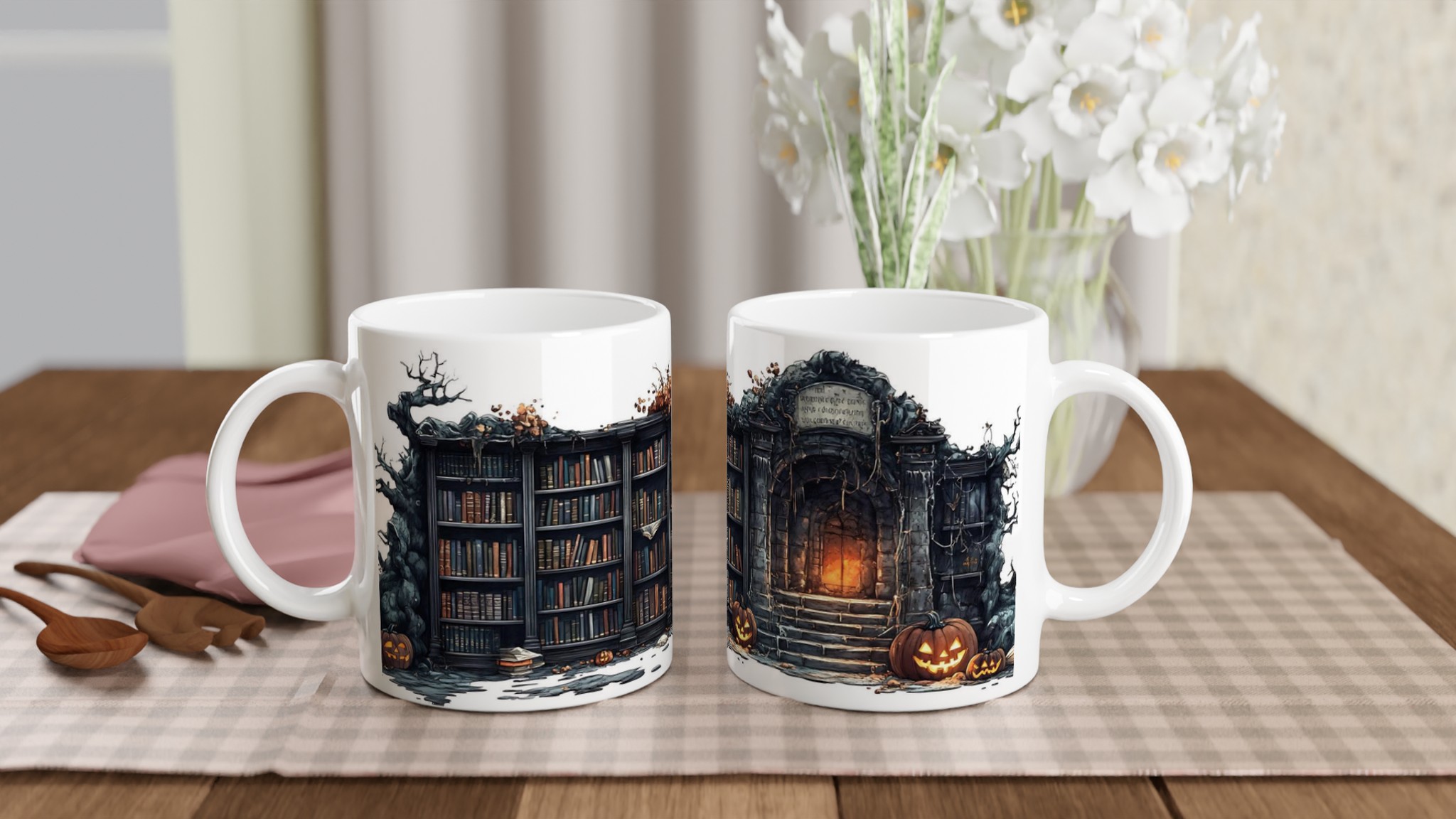 Mystisk Bibliotek Halloween Mugg – 11 oz Keramikmugg för Skrämmande Goda Drycker 10 ce667de4-47f7-4200-a9c1-c42bb6e2da21