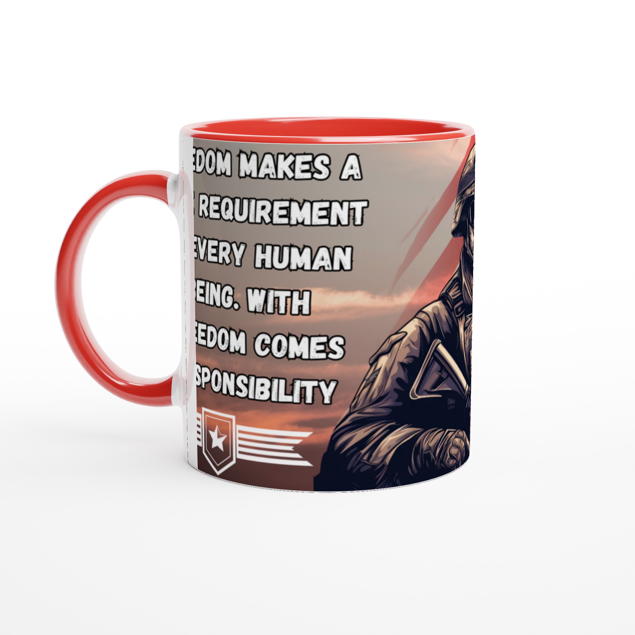 Vit 11oz keramisk mugg med patriotiskt soldatmotiv – välj bland 7 livfulla keramiska färger 5 ce777edb-3877-482c-8b63-0caba4b701a2