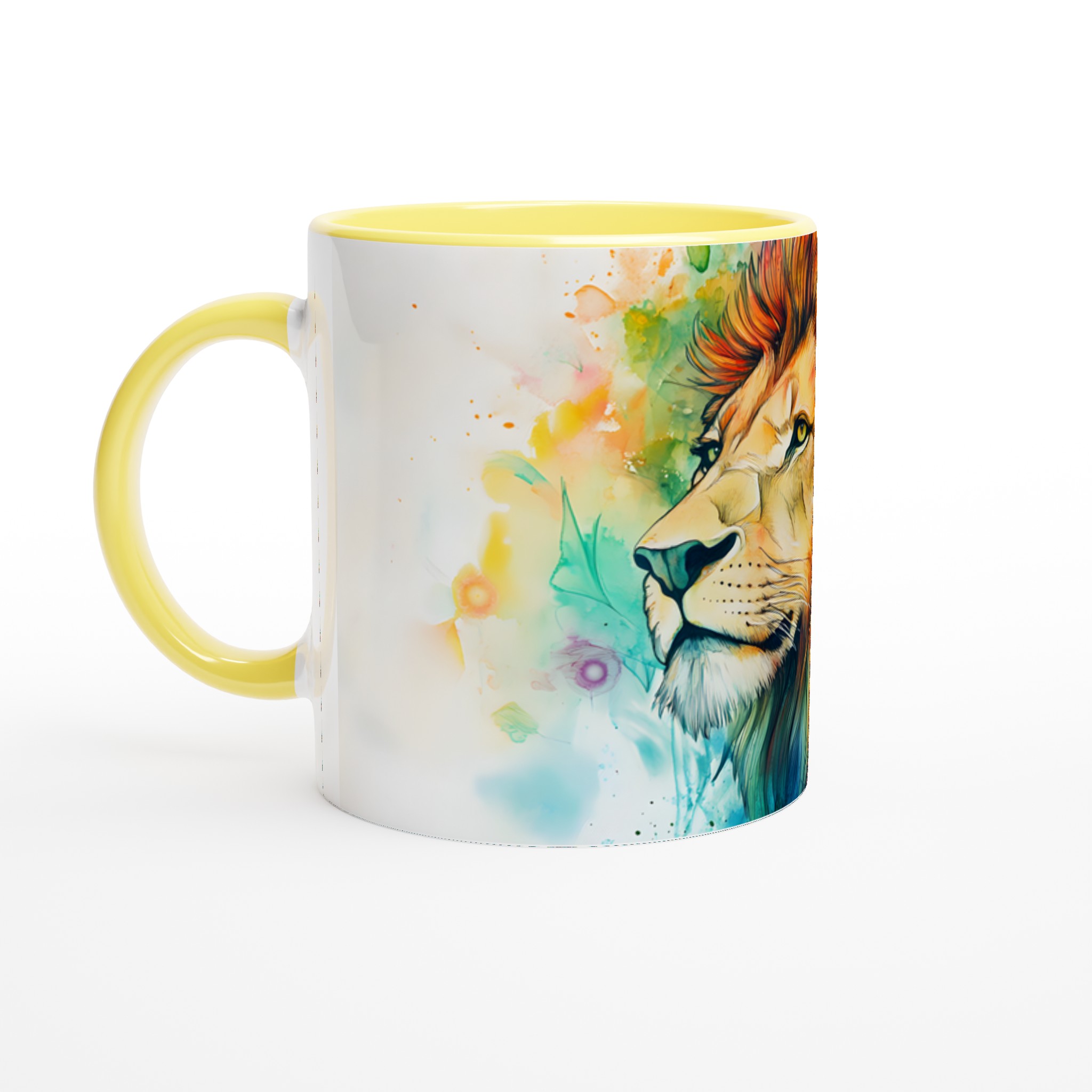 Lejon & Blommor Akvarellmugg – Konstnärlig 11oz Keramikmugg i Valfri Färg 3 ce9e2b24-80d8-46d3-b43b-2176ce193897