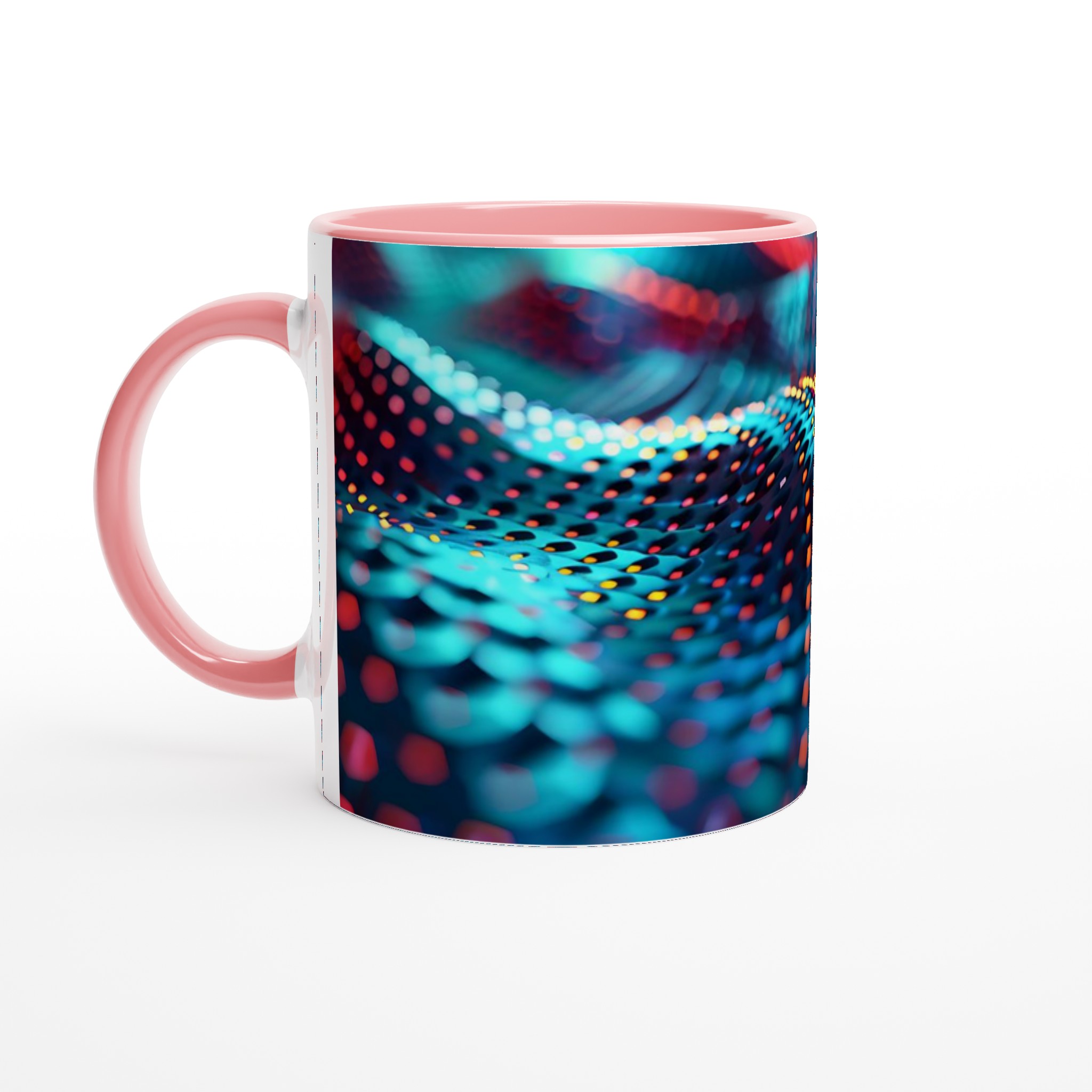 Abstrakt Neonvågor Keramikmugg – Lysande Mönster i Blått och Orange, 11oz 7 ce9ec3eb-3951-4c95-ad67-d8b962e38cb4