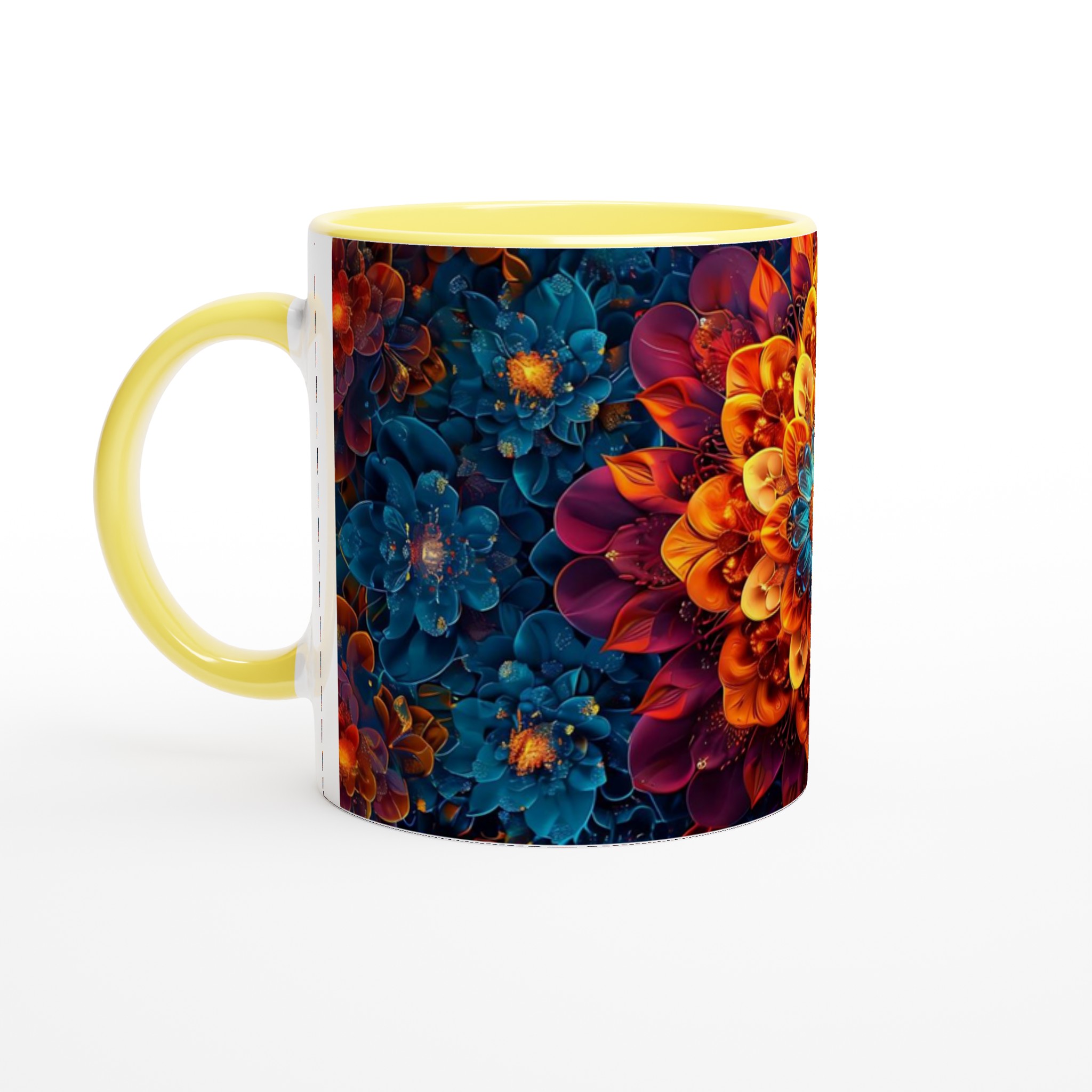 Abstrakt Mandala Konst Mugg – Levande Blomsterdesign i Teal, Guld & Lila, 11 oz Keramisk Kaffekopp 3 ceb9b7e8-13dc-411f-9386-3936527119d4