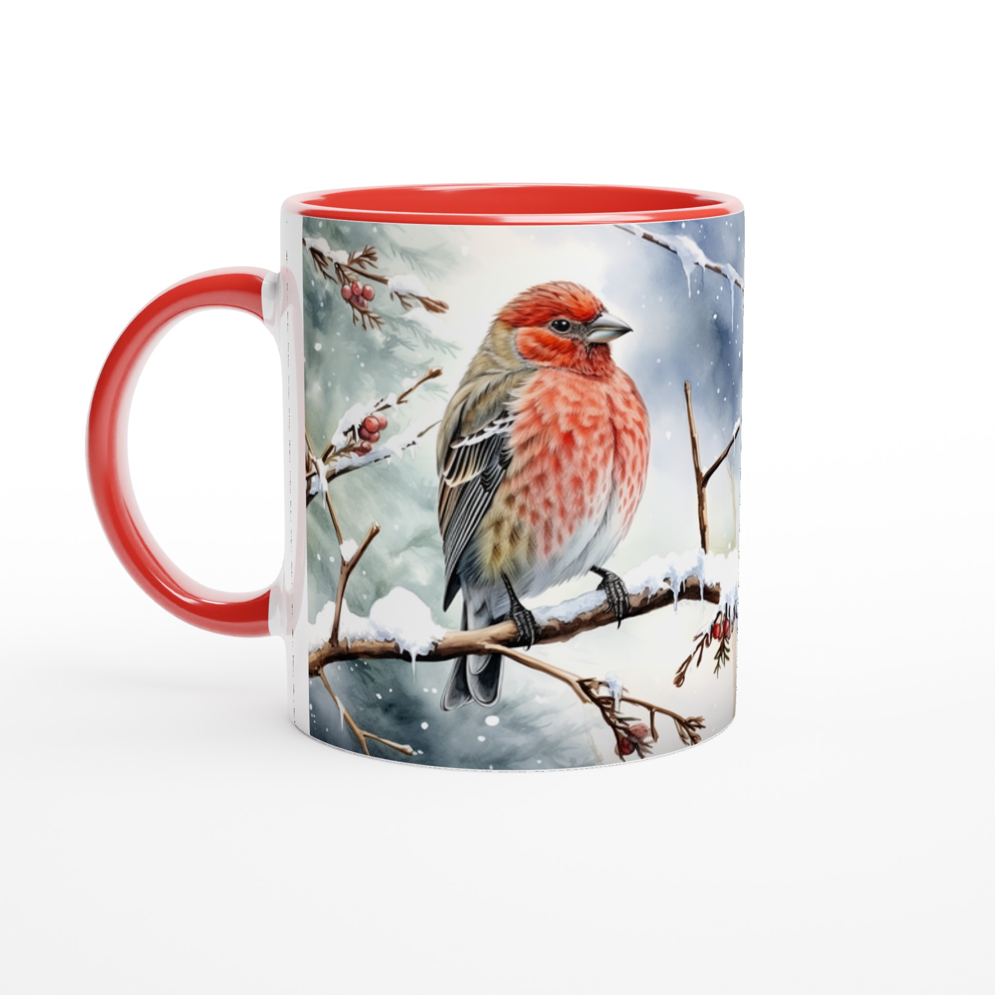 Vit 11oz keramisk mugg med vinterfågelmotiv – välj bland sju vackra keramfärger 5 cebf28f2-20c1-423a-982c-3bb329ce92e4