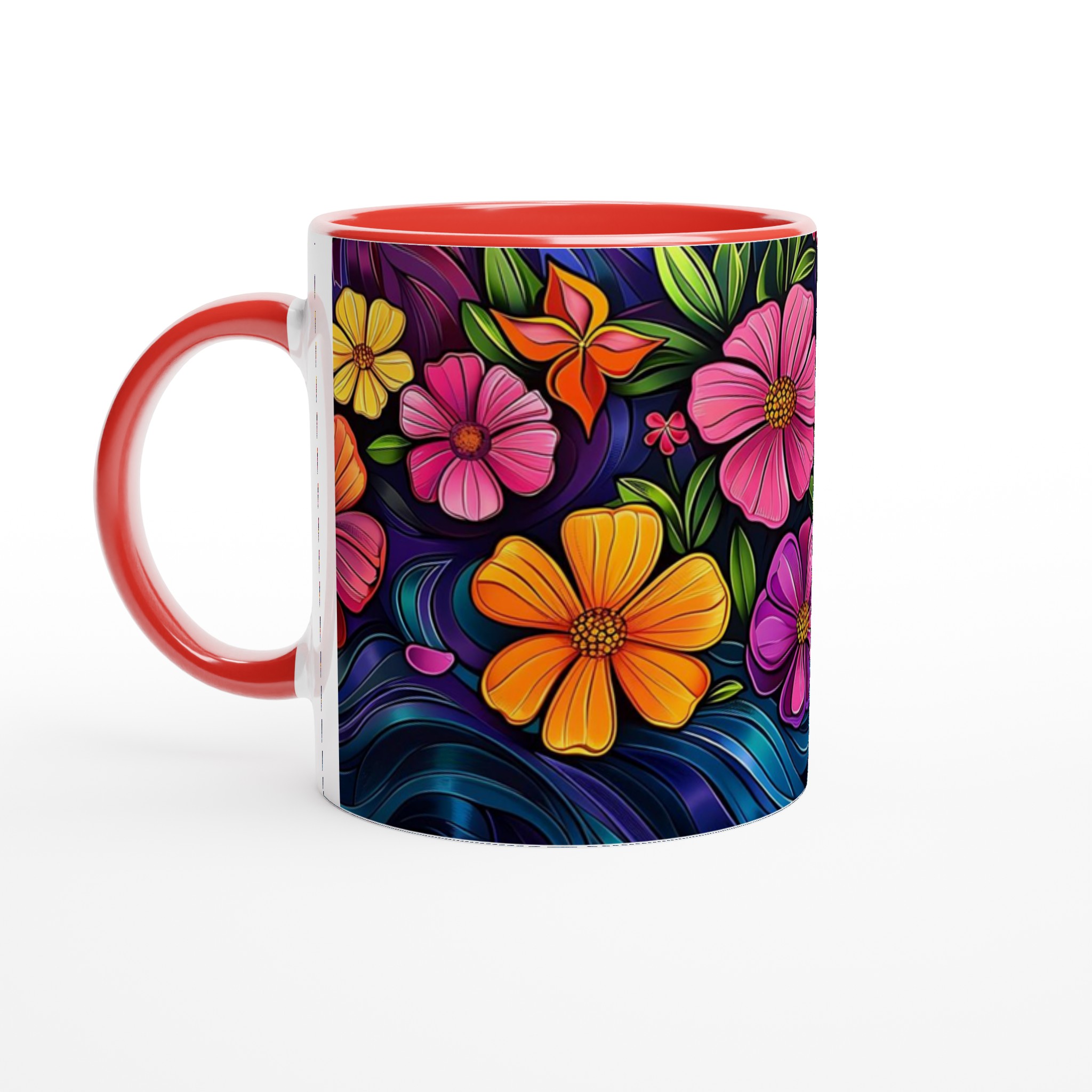 Konstfull Blomster Dans – 11oz Keramisk Mugg med Vibrerande Blå Vågor 5 cec14ca4-8ed8-4e3f-b509-1b62792fb69f