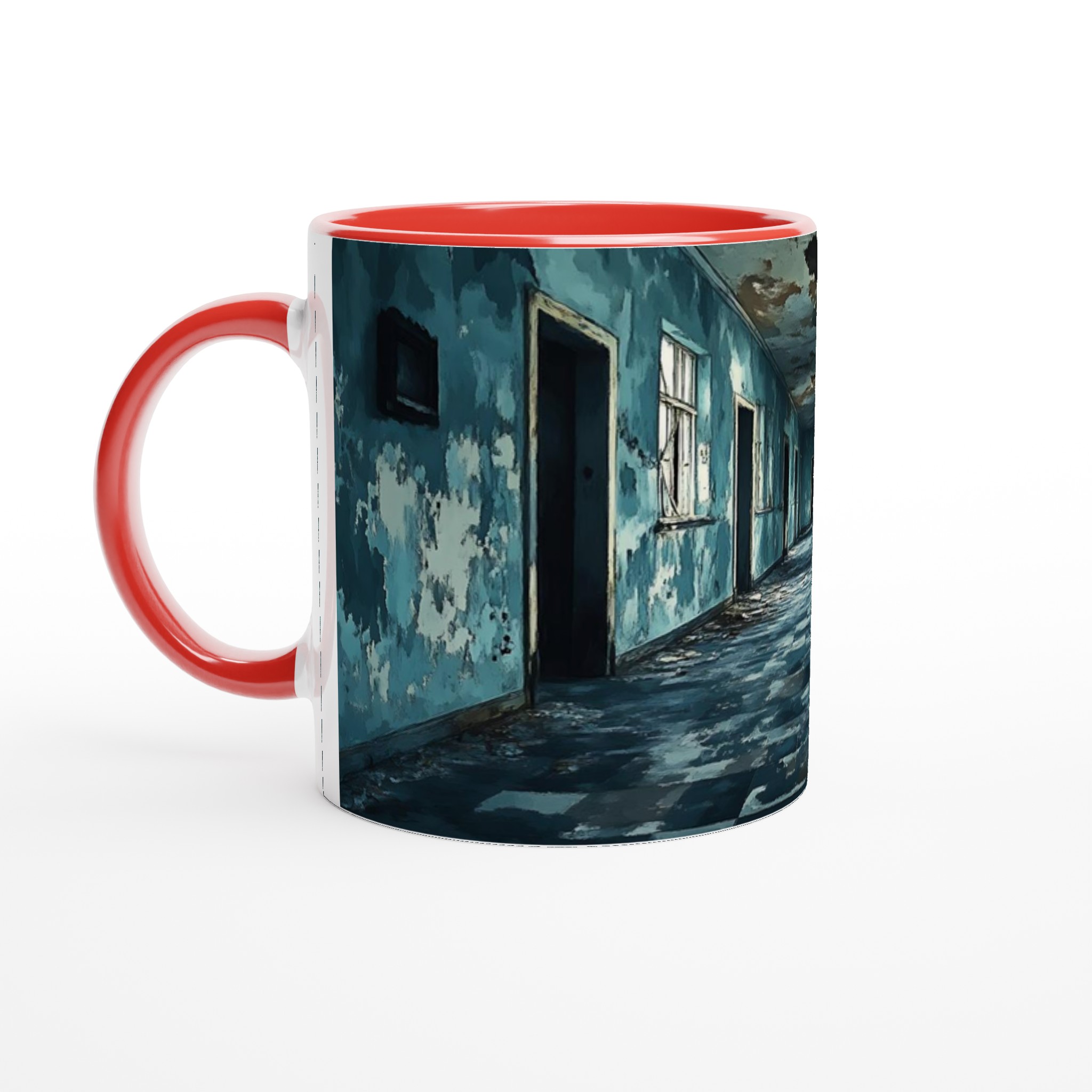 Mystisk Förfallen Korridor 11oz Keramisk Mugg - Skrämmande Blå Konst för Din Kaffestund 5 ced533a8-402e-4201-a33d-19d35e80a52f