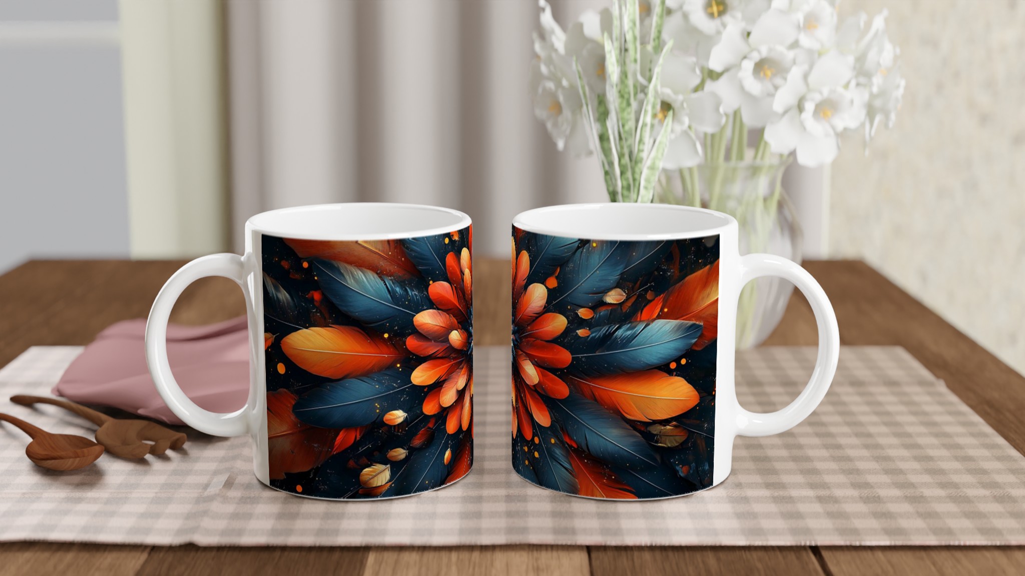 Exotisk Fjäder Blomster Mugg – Levande Kaffekopp i Klara Färger, Välj Din Favoritfärg 10 ceef9501-7e89-4d99-beae-ca36440537b9