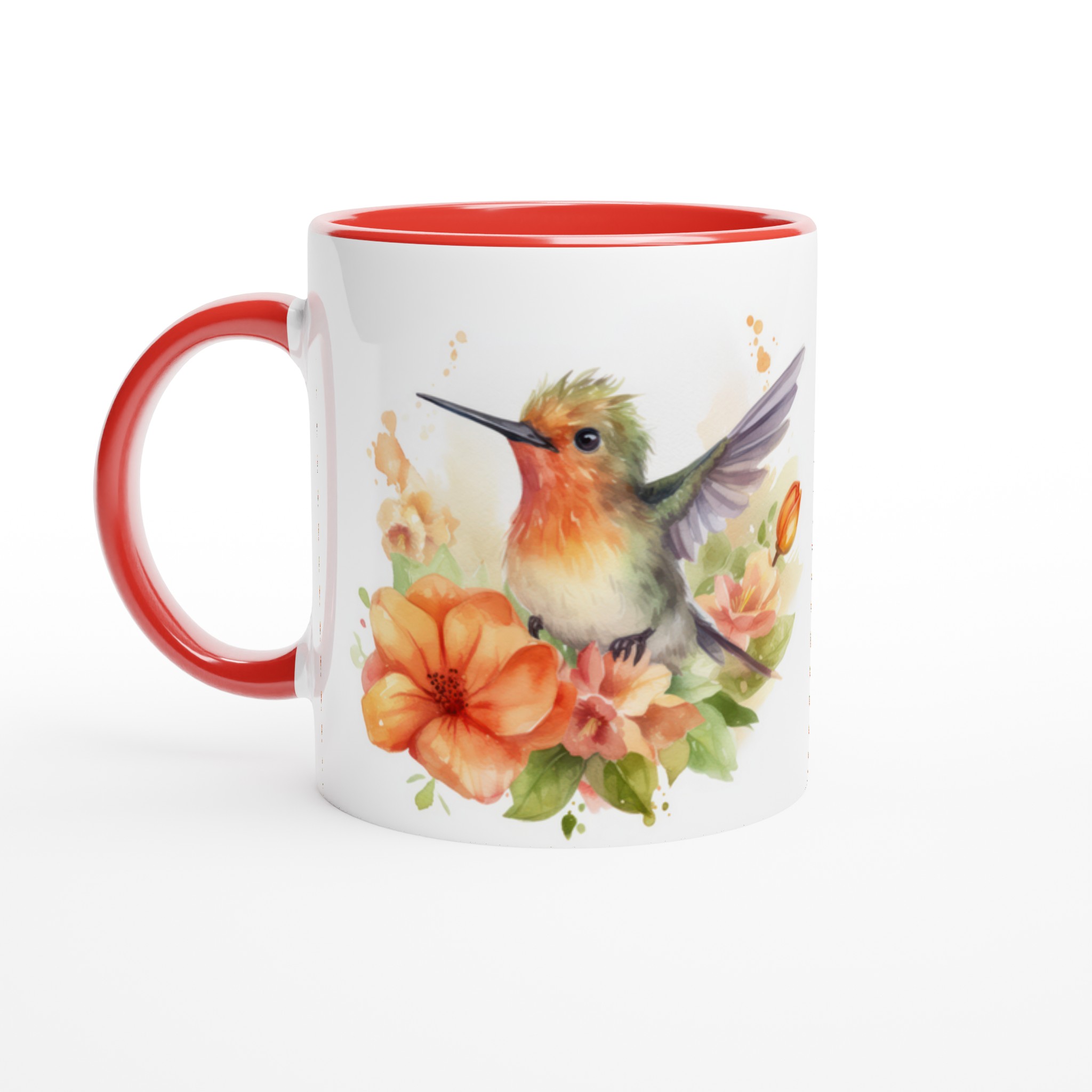 Vit 11oz keramisk mugg med charmig kolibri och blommor – välj din perfekta färgton 5 cf11b817-439a-48ed-8dcf-181d1f984c00