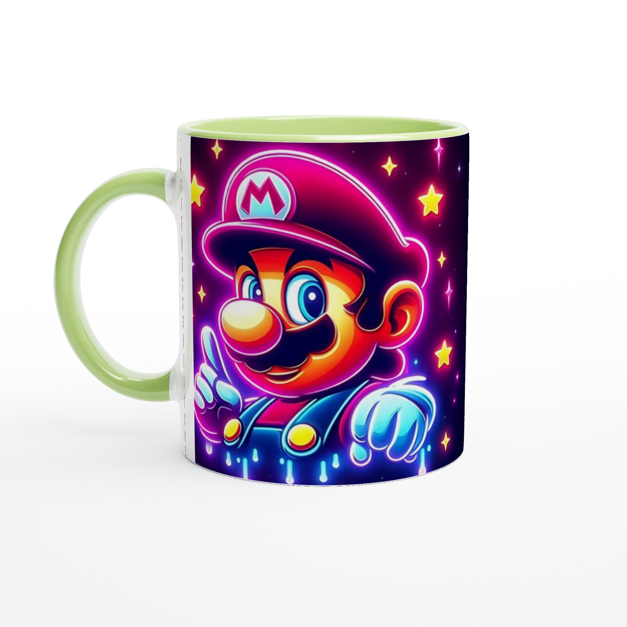 Livfull Vit 11oz Keramisk Mugg med Neon Mario-motiv i Sju Färgstarka Nyanser 7 cf2a3d46-7936-4c80-bfbf-e18cdc4dd0fc