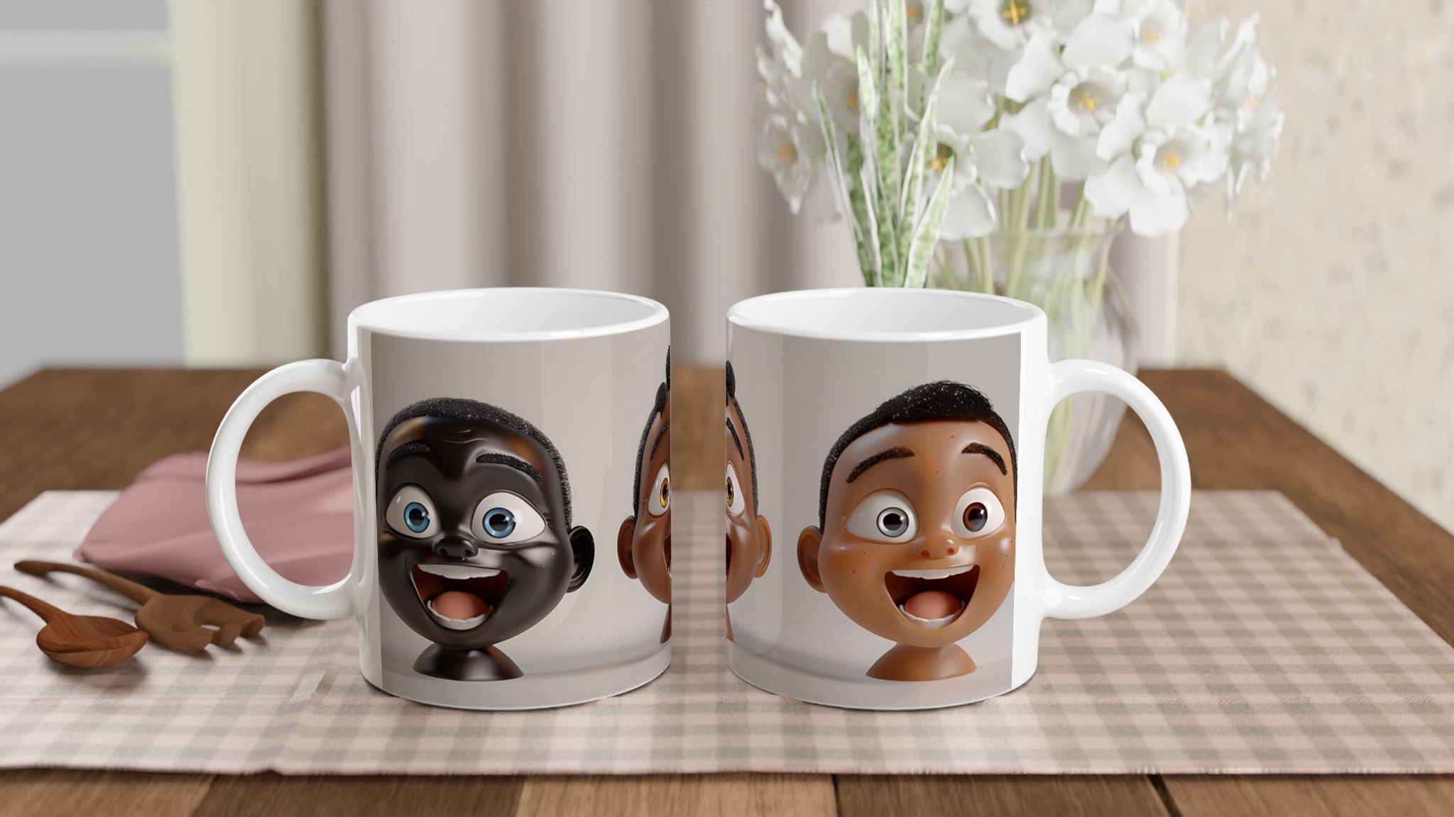 Glad Cartoon Ansikte Keramisk Mugg – uttrycksfull design i flera färger 10 cf34b6fc-627c-4d34-951a-2a0a76489f15