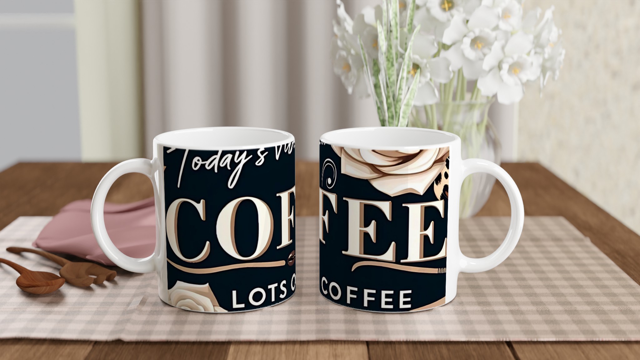 Muggen "Today's Vibe: Coffee" - 11oz Keramisk Mugg med Gulddetaljer & Djurmönster – Välj din färg! 10 cf3b5874-cc14-4b1a-91f7-541152b692c2