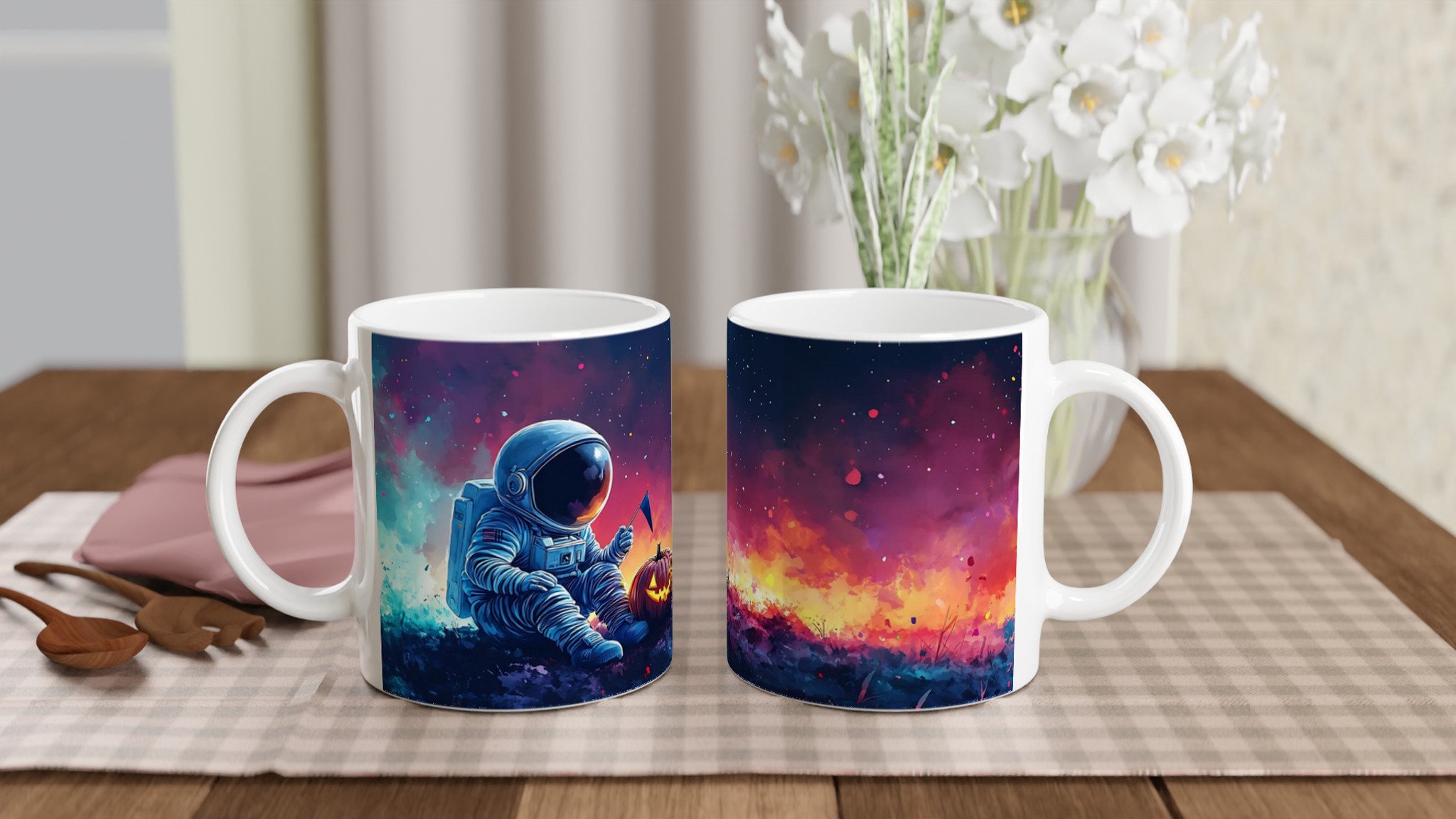 Kosmisk Halloween: Astronaut & Pumpa 11oz Keramisk Mugg – Välj bland 7 Livfulla Färger! 10 cf78cdc8-d37a-43f9-8498-445a6e00f524