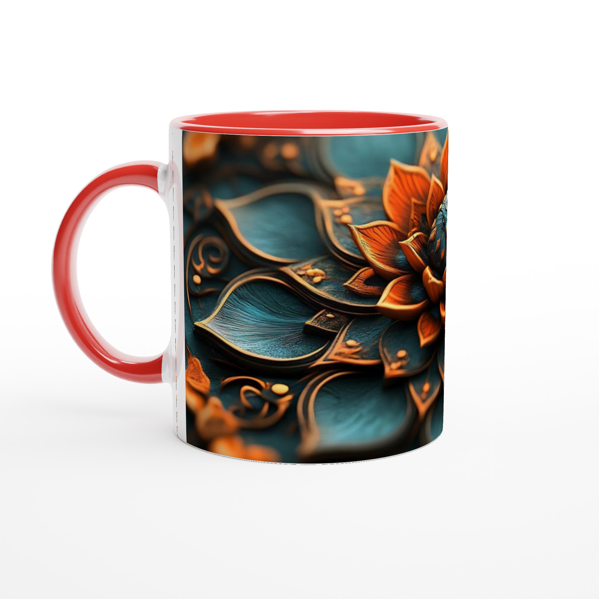 Abstrakt Mandala 11oz Keramikmugg – Teal och Guld Design 5 cf7c2fa4-fd45-415b-9de5-e3ef678a67ac