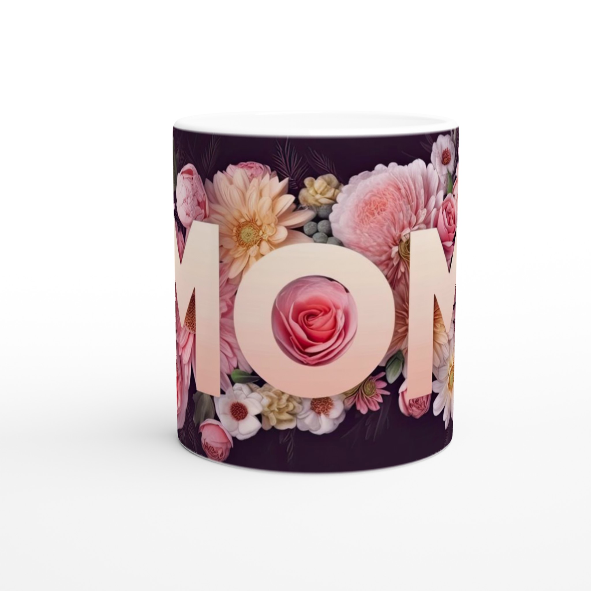 Vit 11oz keramisk mugg med blomstrande MOM-design – välj bland sju färgstarka keramiska nyanser 8 cfb6cd68-c758-4920-aaf5-51d85b139f5c