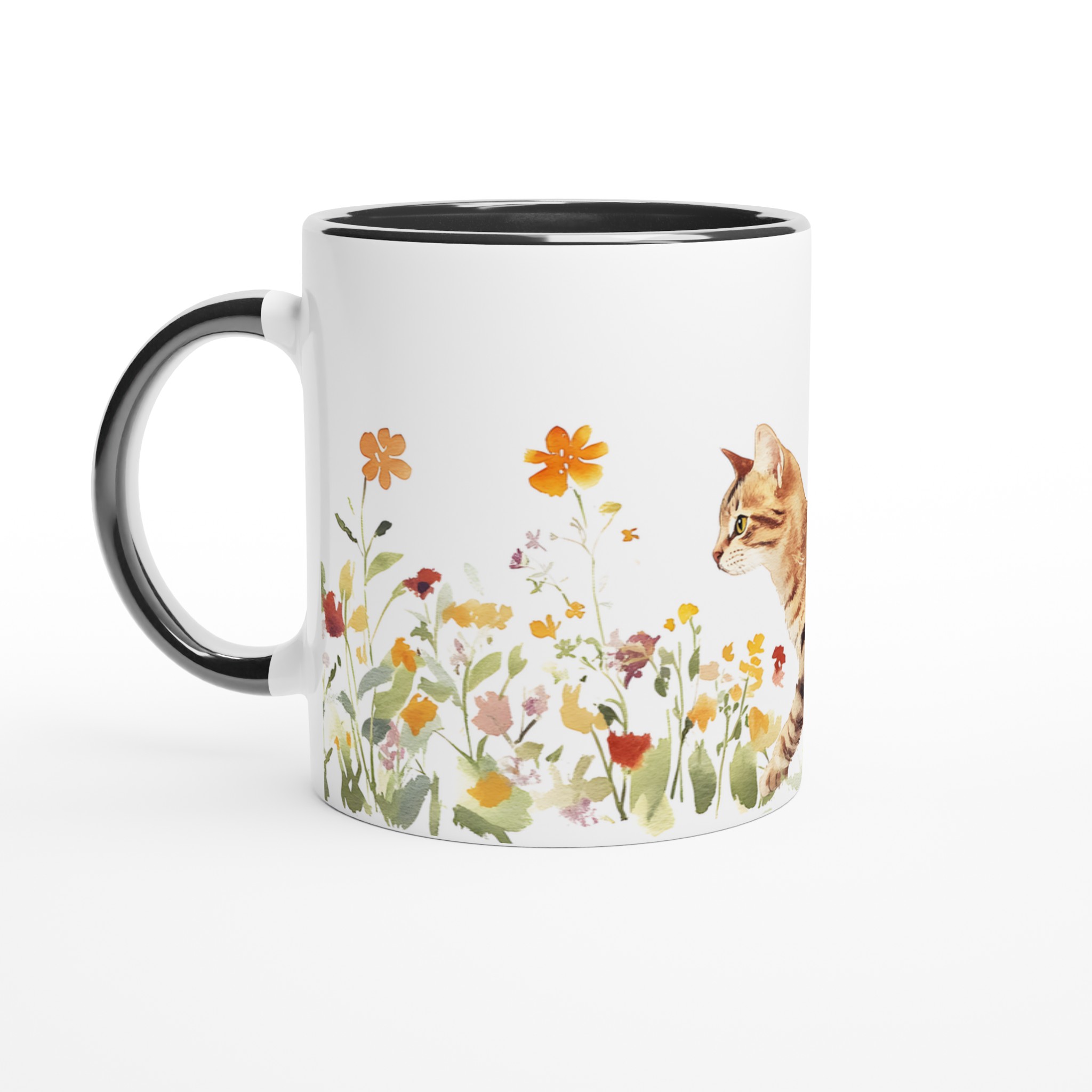 Katt bland Vårblommor - Konstnärlig Keramisk Mugg för Kattälskare | 11oz i Valfri Färg 4 cfd4f727-e097-40cd-98e9-44320de2d101