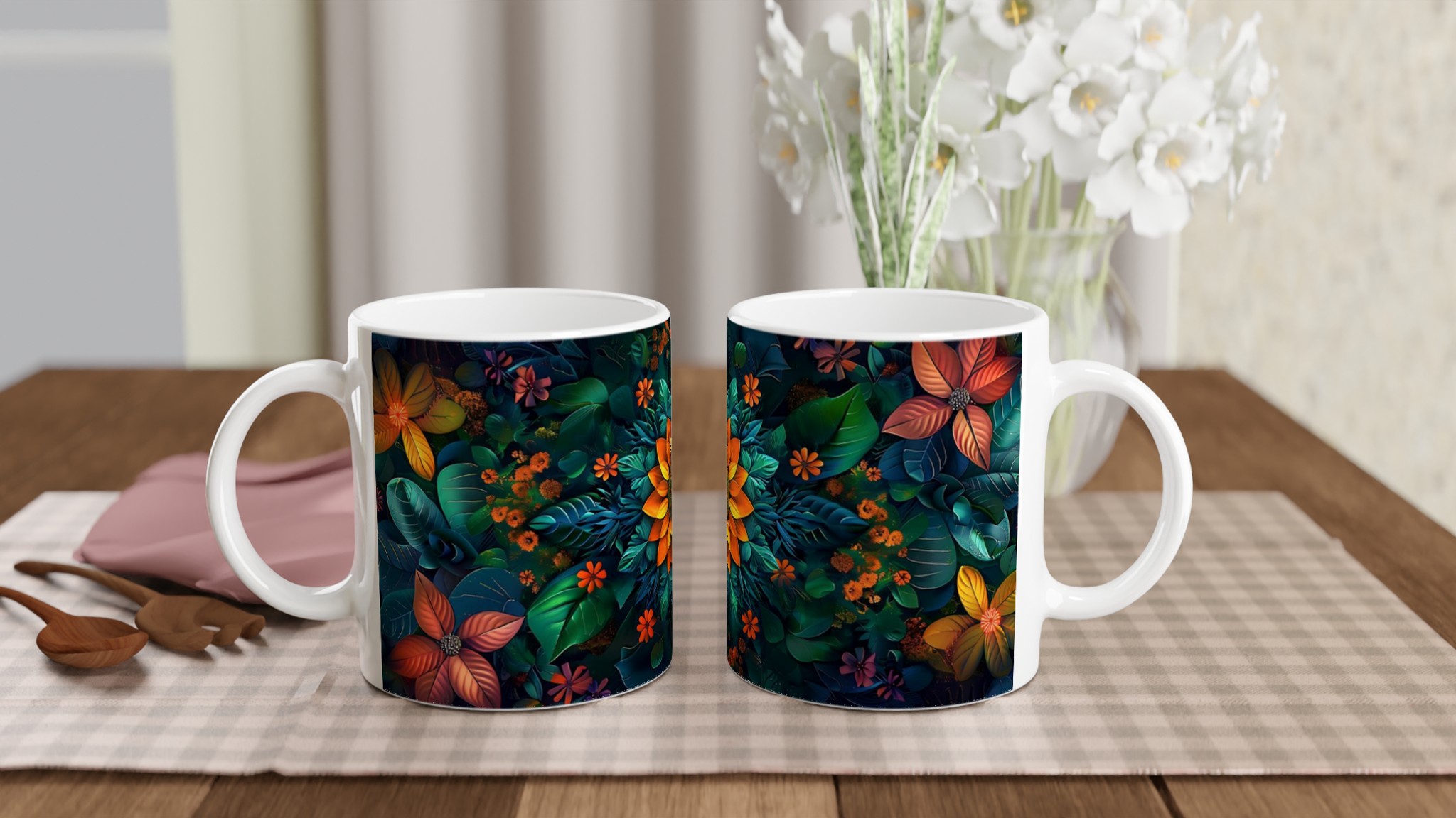 Tropisk Bliss Keramisk Mugg – Konstnärlig Blomsterdesign i 7 levande färger 10 d01f5569-c32d-4db6-83aa-1d32ff5b31f0