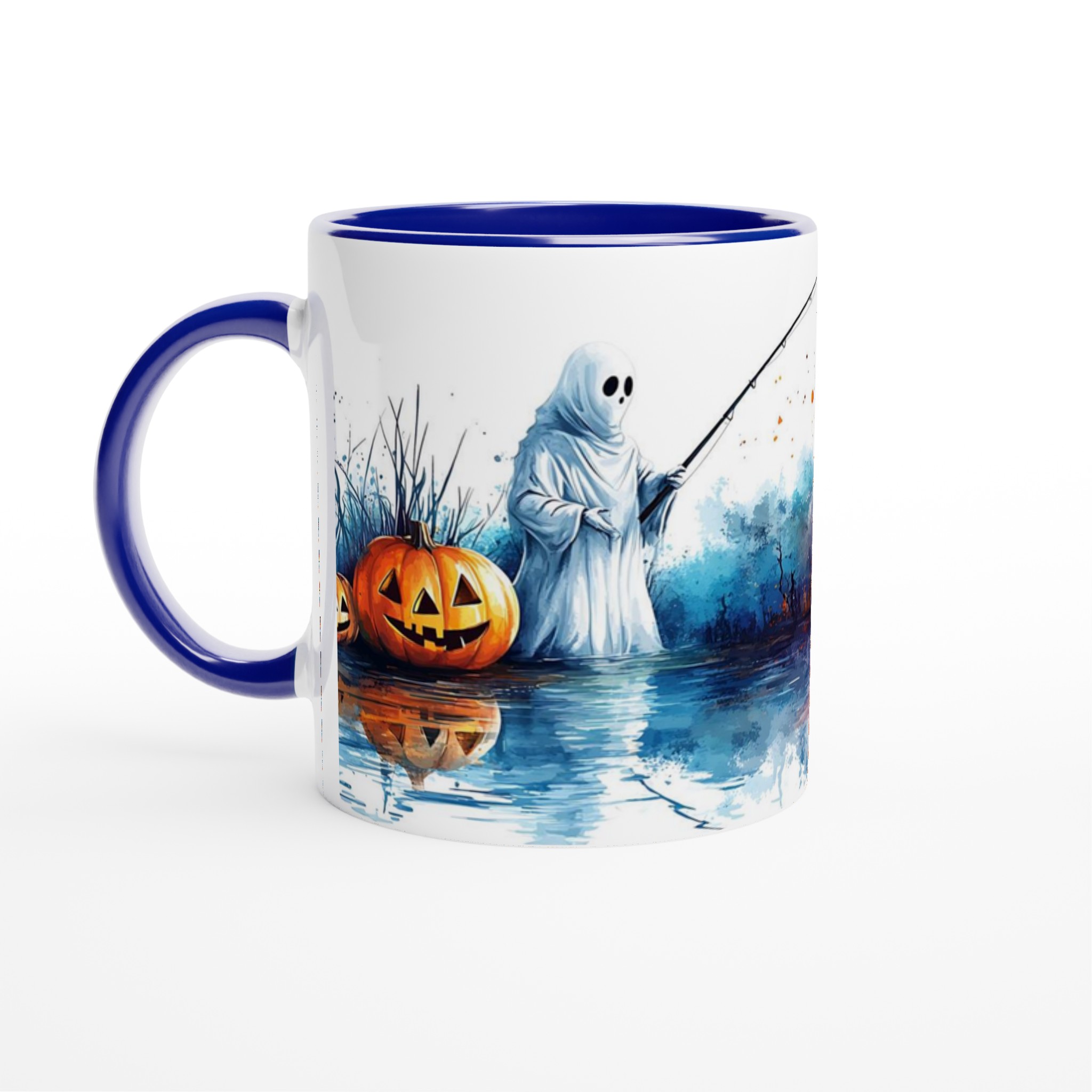 Spöklik fisketur på Halloween – Unik keramisk mugg med vattenfärgstryck, perfekt för höstens mysiga stunder 2 d038a947-dd5f-4767-9a4d-119ead83c754