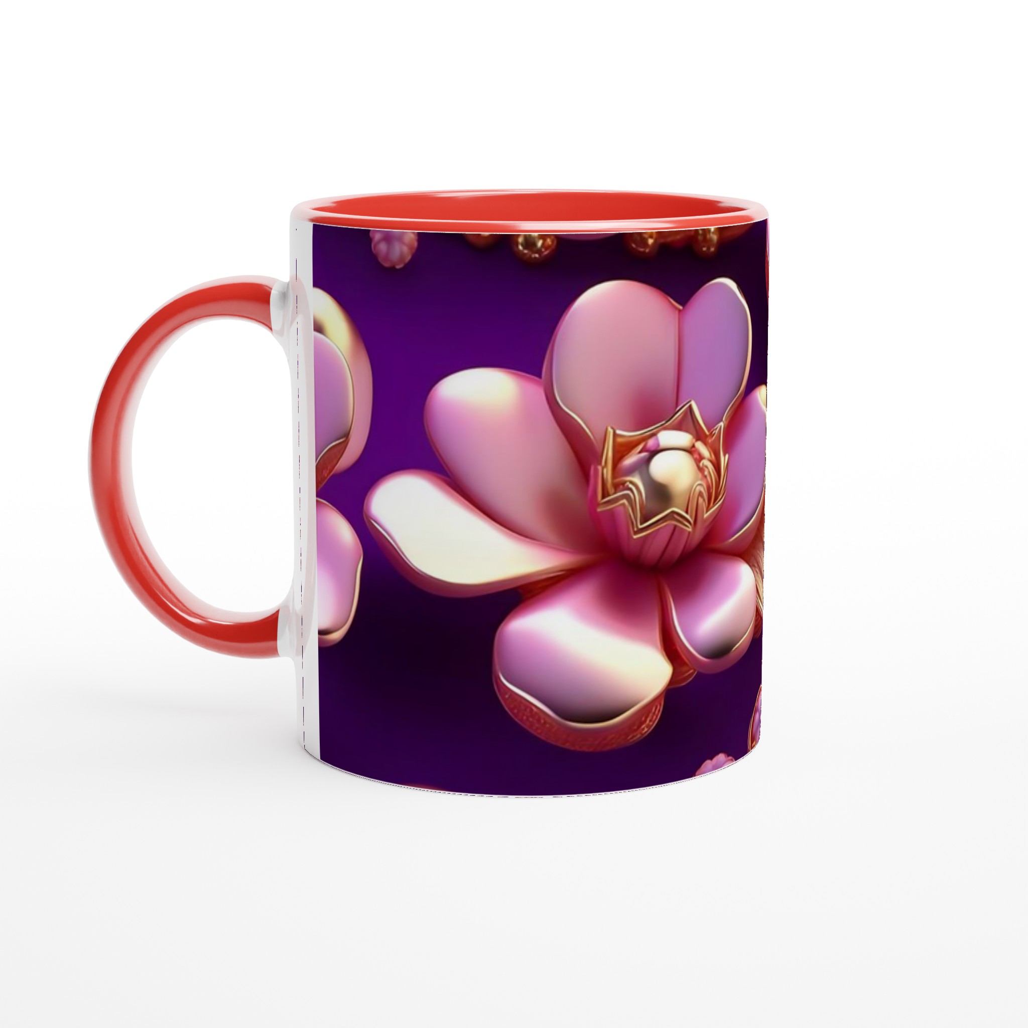 Vit 11oz Keramisk Mugg med Eleganta Rosa och Guldaccenter – Välj Din Favoritfärg 5 d0457e96-710c-4e57-8da0-7c69209d2fbe
