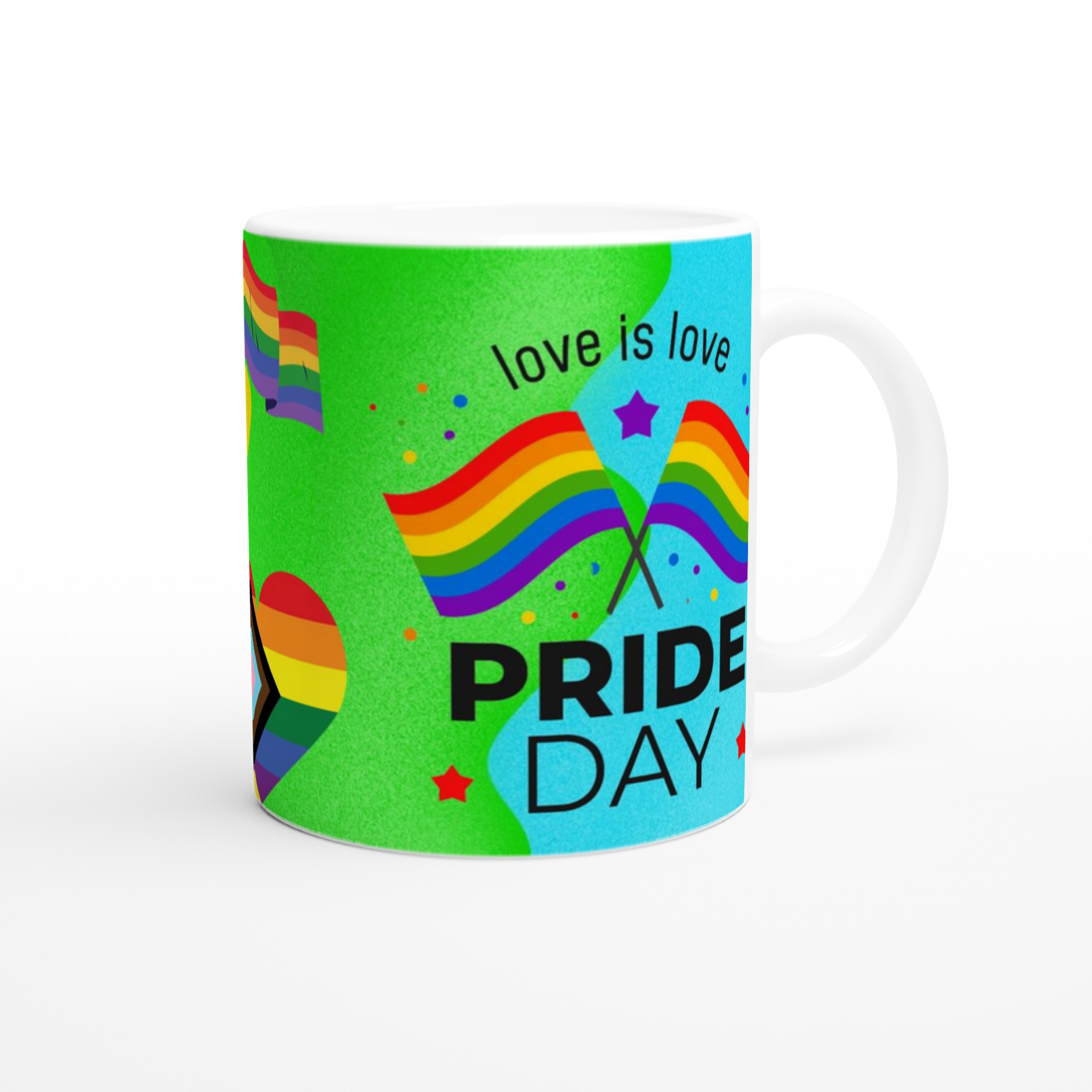 Vit 11oz keramisk mugg med Pride-design i regnbågens färger 9 d0863e03-65f7-4530-b800-83b6f0b5efeb