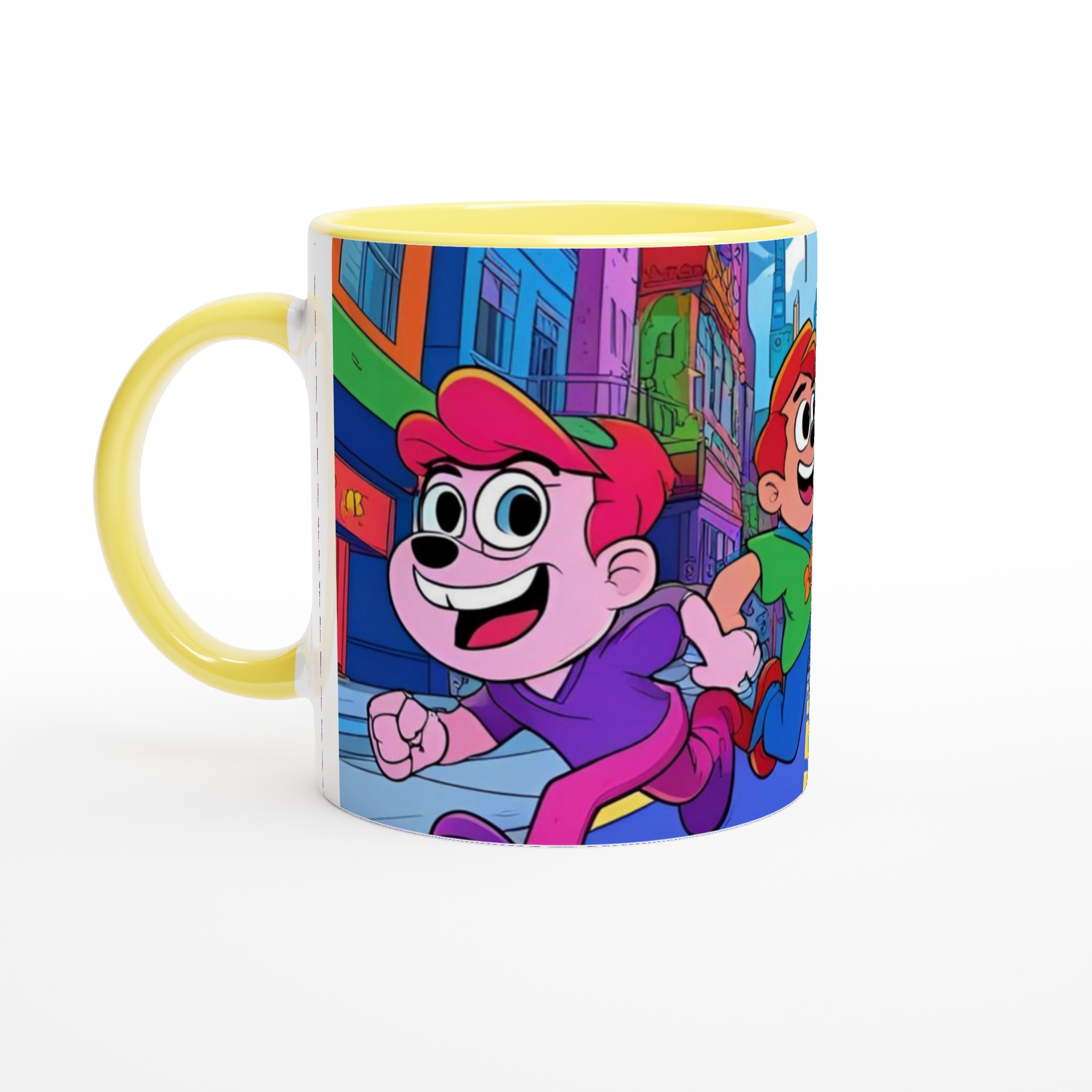 Vit 11oz keramisk mugg med lekfulla och färgstarka karaktärer – välj din favoritfärg 3 d0aac18b-b769-42dc-891e-c98c627f7046