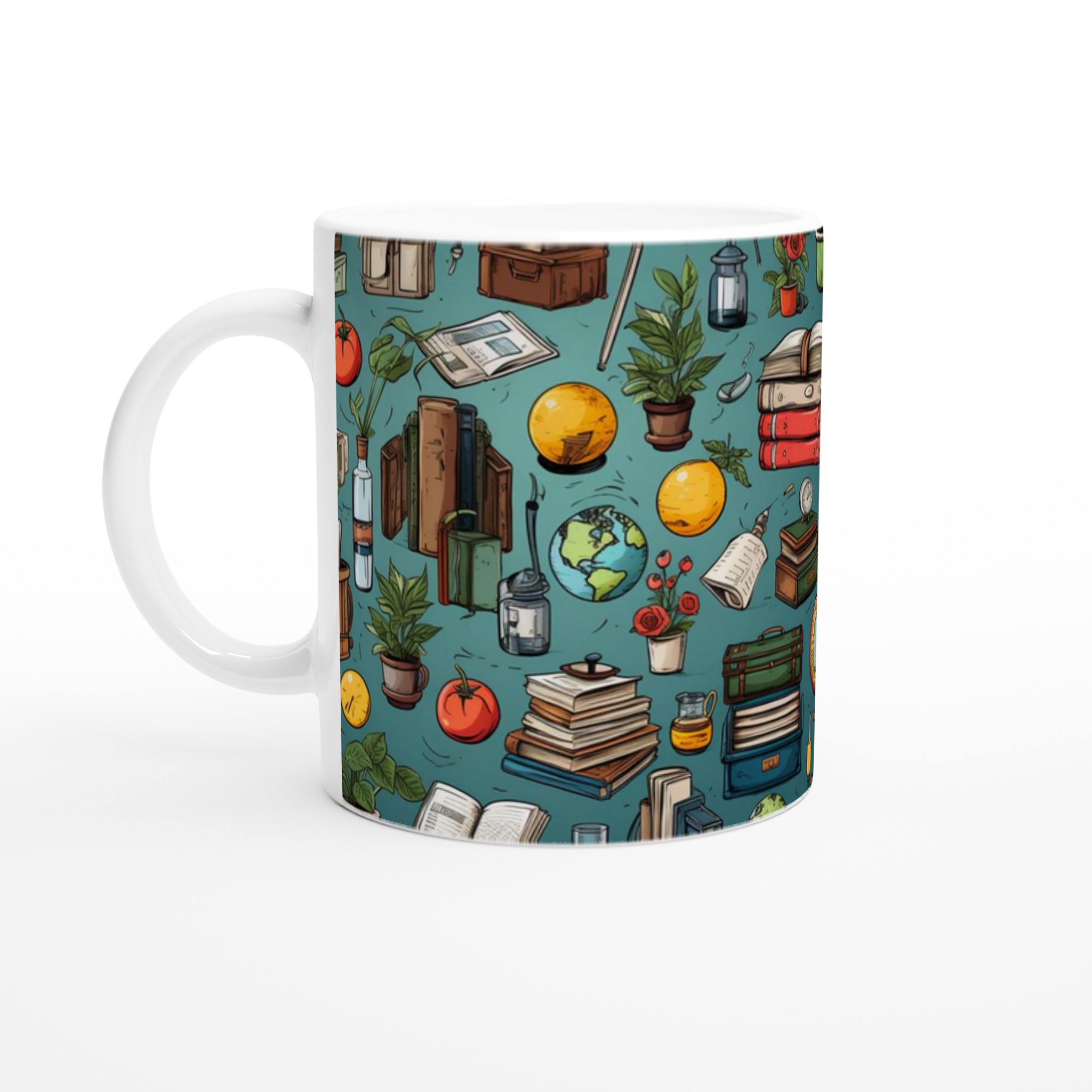 Vit 11oz keramisk mugg med vintage skolmotiv – välj mellan sju levande färger 1 d0e9043b-bfd4-4144-aab7-40186f8cce55