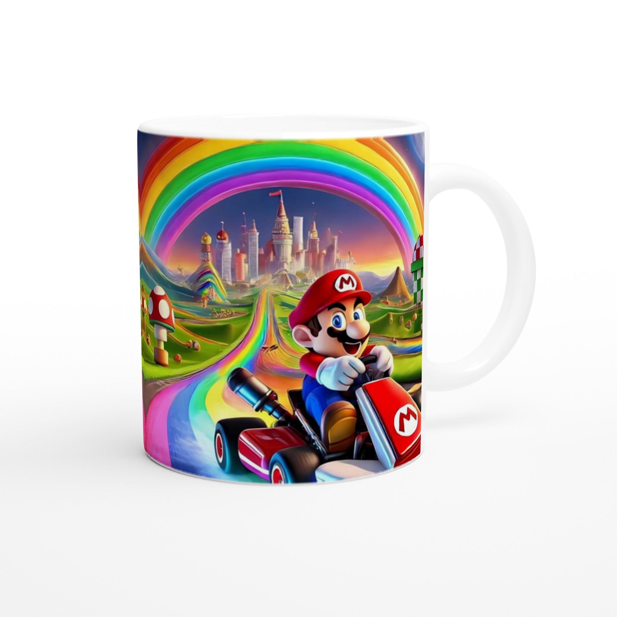 Keramisk 11 oz mugg med livfull Mario Kart-inspirerad regnbågsdesign i flera färgval 9 d104da4f-0140-460e-b291-9e0f93195c4c