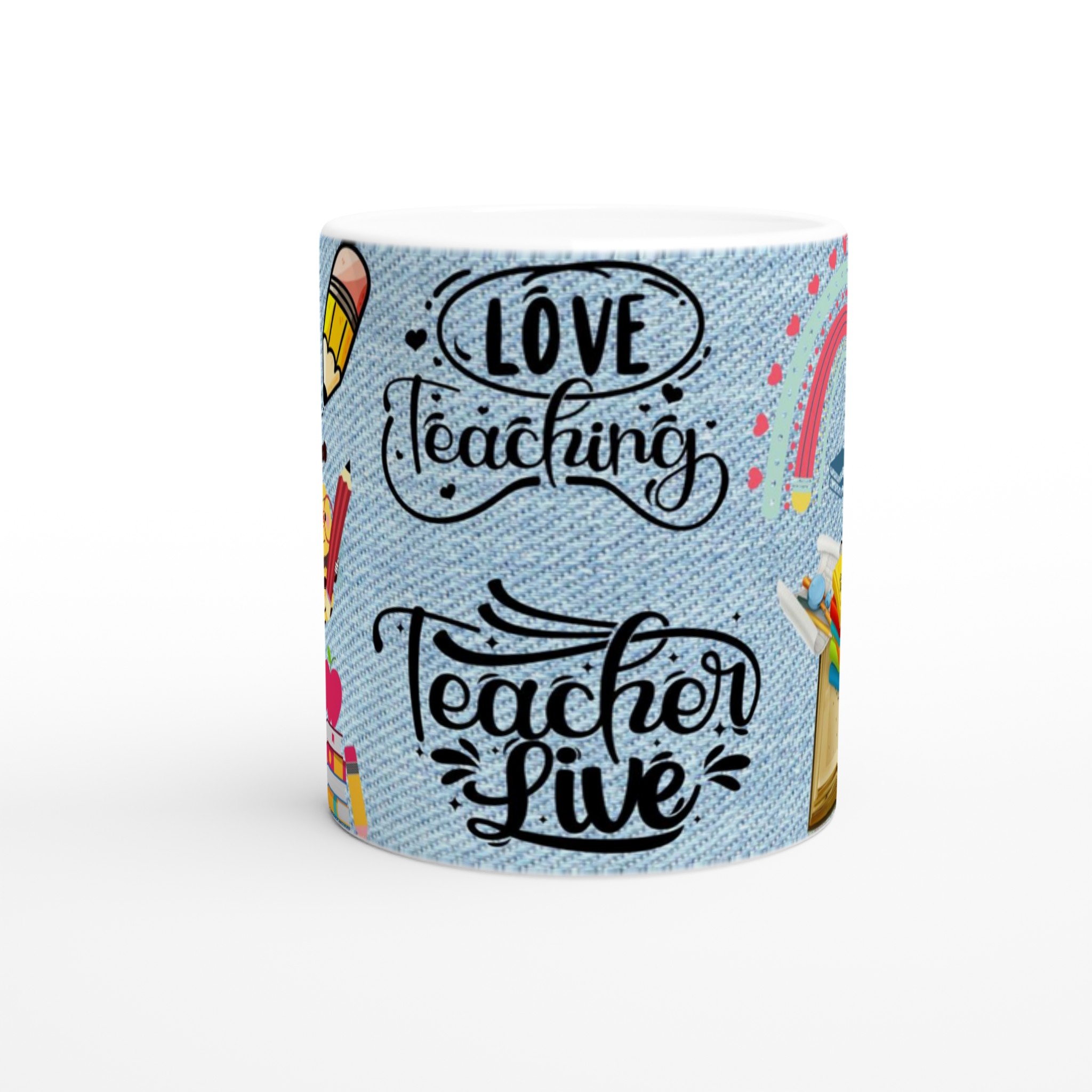 Vit 11oz keramisk mugg – Inspirerande lärare med färgstarkt skolmotiv i sju lyxiga keramikfärger 8 d12fba77-6a0b-44ea-b0c6-764e8cbaf269
