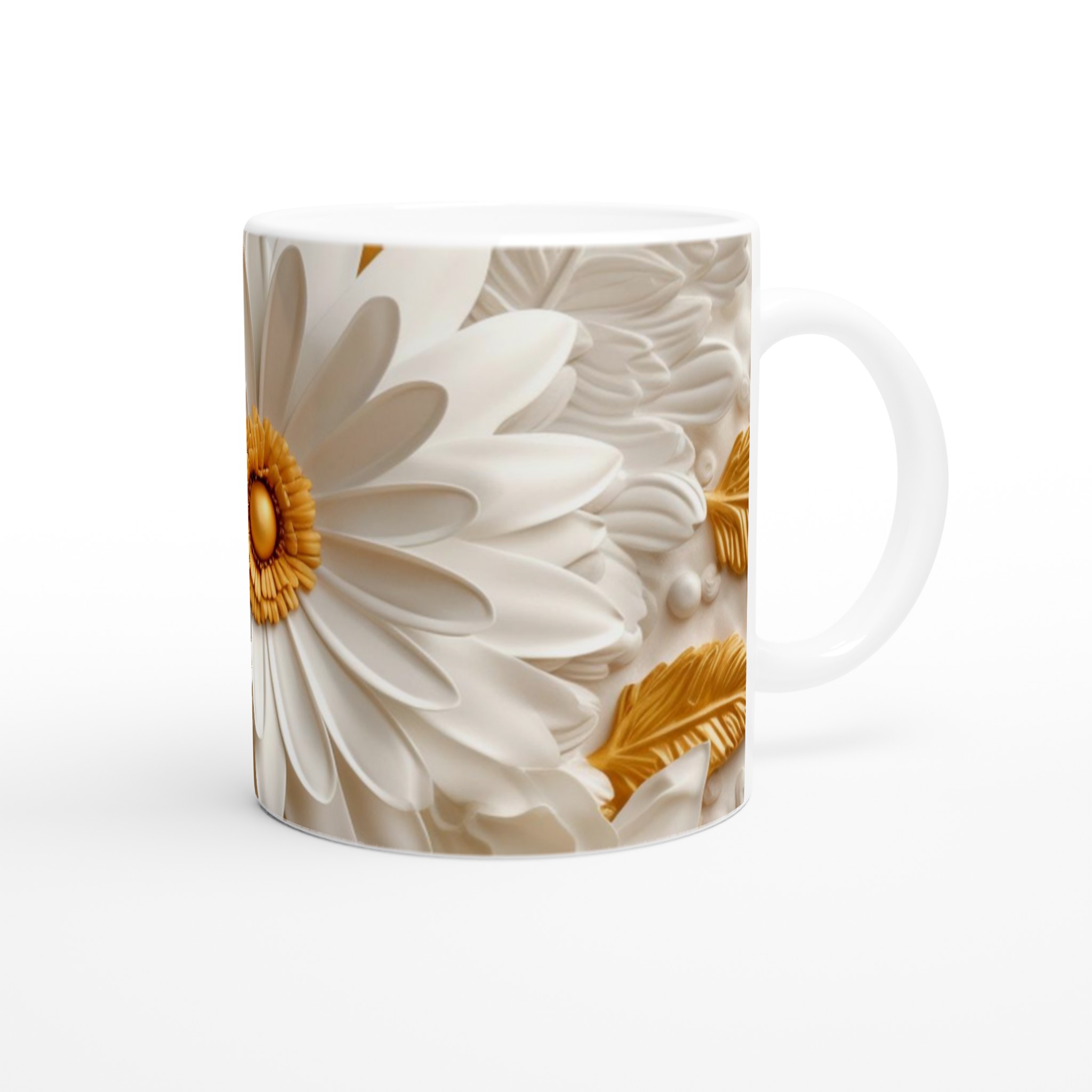 Elegant Vit 11oz Keramisk Mugg med Gyllene Blommotiv – Välj Din Favoritfärg 9 d1328abc-829c-4a63-b313-55ed58bd019e