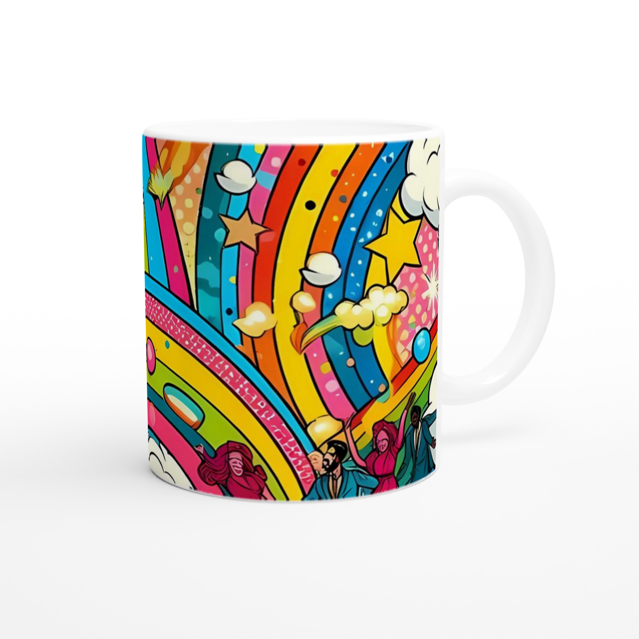 Färgstark 11oz keramisk mugg med lekfulla regnbågs- och dansmotiv i flera keramiska färger 9 d14b2a99-54eb-4e44-a532-4b8598af28e9
