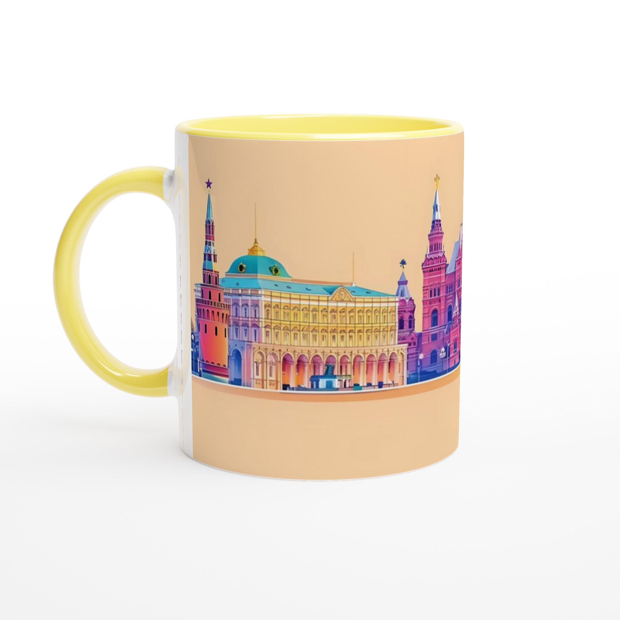 Färgglad Stadsbild Mugg – Arkitektur i Pastellnyanser – Välj bland 7 Färgstarka Alternativ 3 d14dd802-81c6-468c-9722-4554021cd119