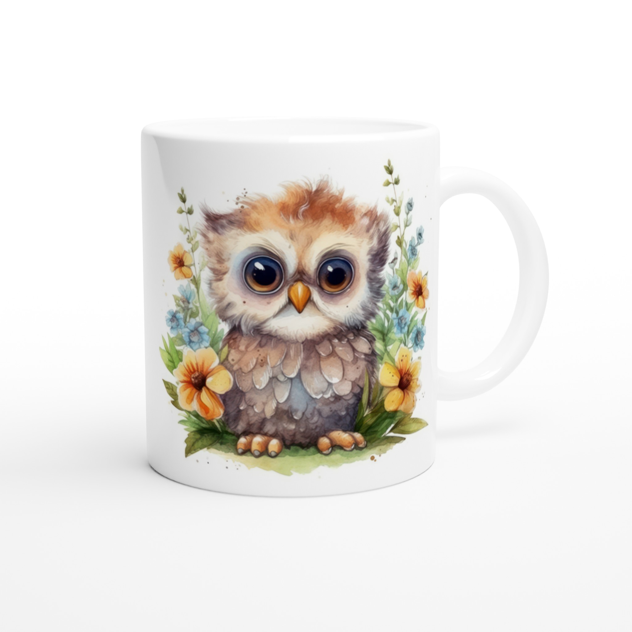 Vit 11oz Keramisk Mugg med Charmig Ugglemotiv i Väljbar Färgpalett 9 d16a2508-8ae8-48c1-b8e7-2c5623fee5cc
