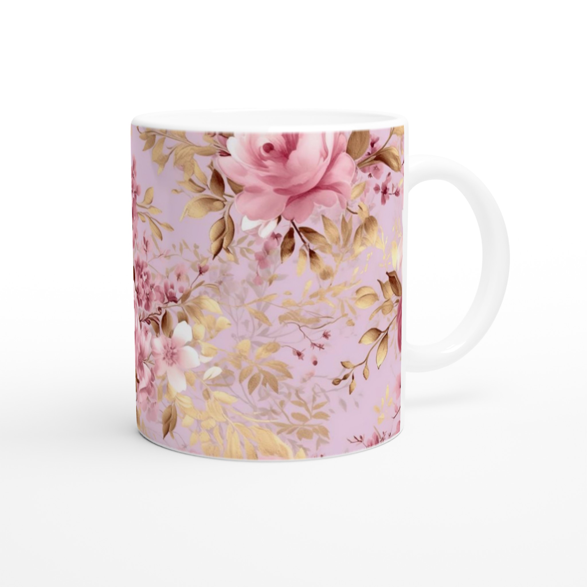 Elegant Vit 11oz Keramisk Mugg med Rosig Blommig Design – Välj Bland Färgstarka Keramiska Nyanser 9 d16e620a-7916-42b3-beb3-ec732bd296bd