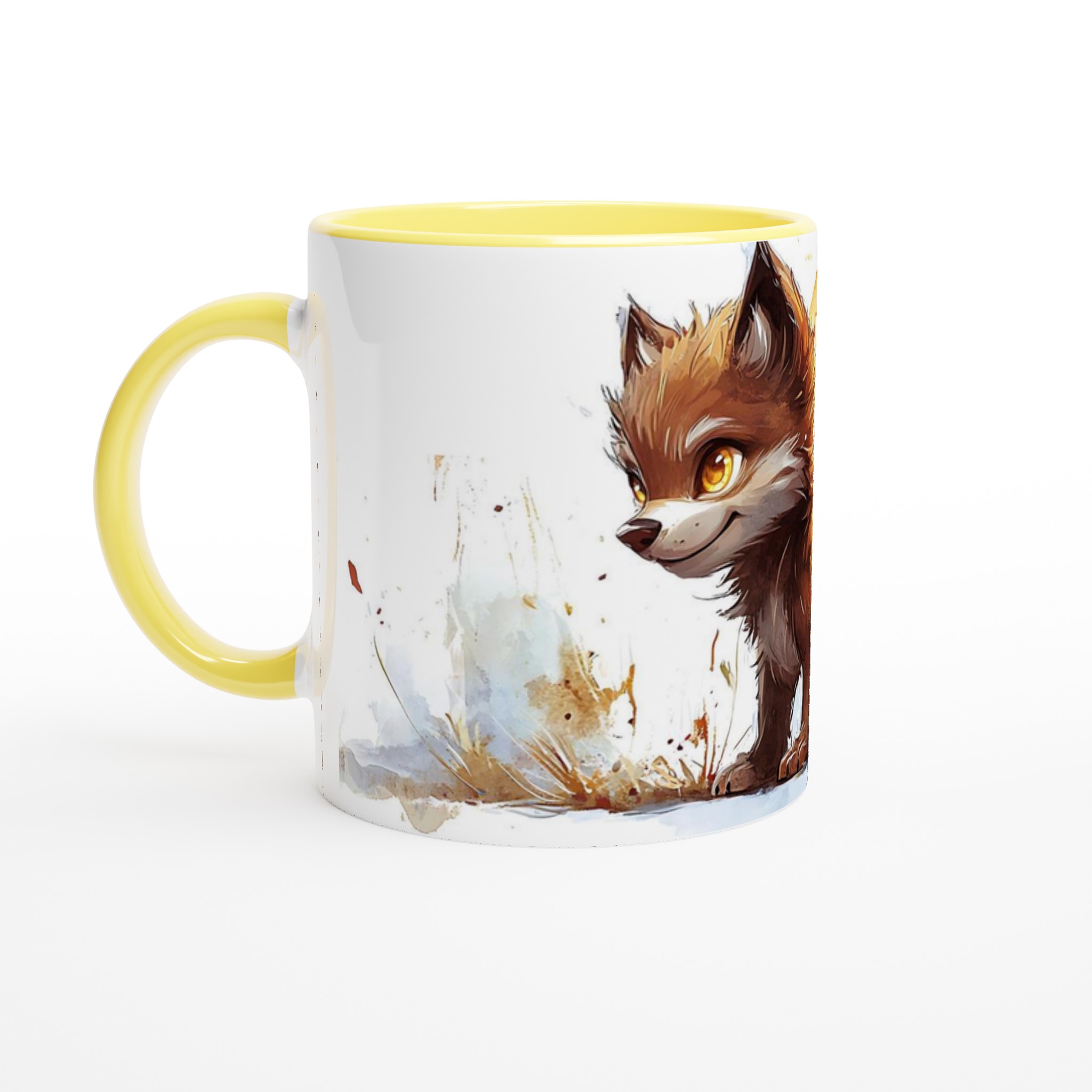 Söt Räv Akvarell Mugg - 11oz Keramisk Kaffemugg i Din Favoritfärg 3 d18659d7-7f20-4fc4-973b-e46e1c397991