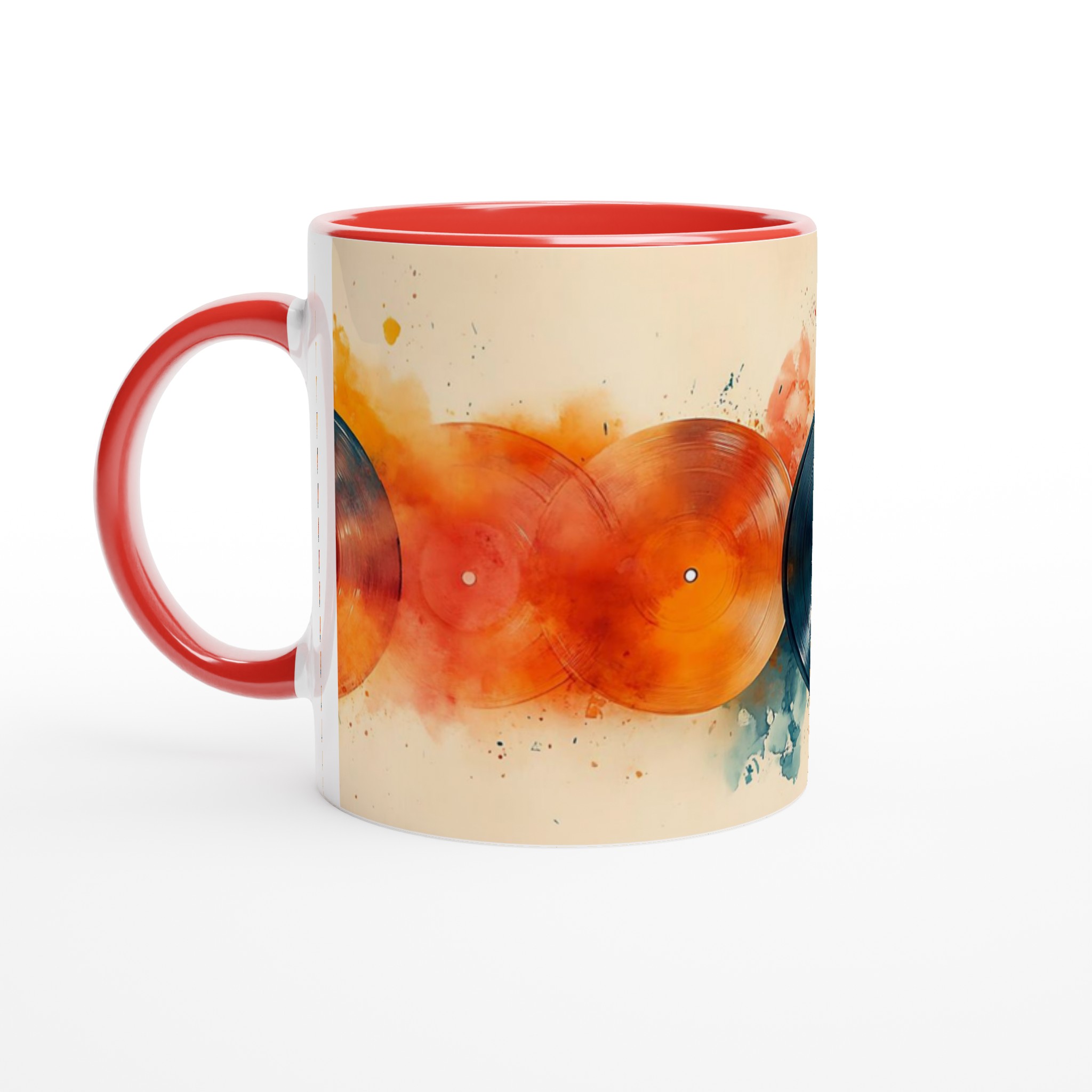 Vit 11oz keramisk mugg med färgstarka vinylskivor – välj din favoritfärg för en unik kaffestund 5 d1958e83-1c7b-41f2-9dbe-a71f2b2c8633