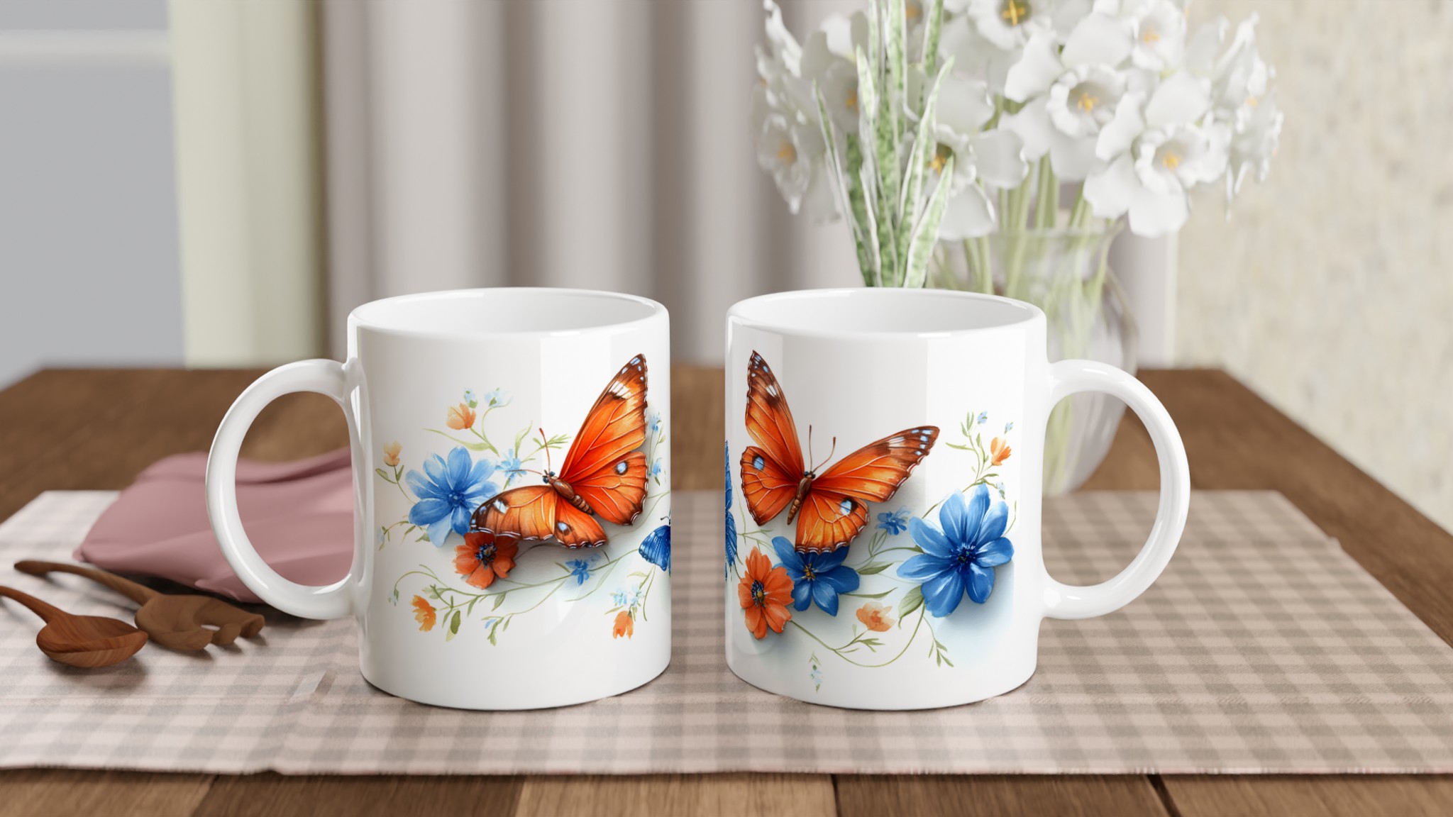 Fjärilsdröm Keramisk Mugg - Akvarellblommor & Fjärilar i Klara Färger, Välj bland Flera Livfulla Nyanser 10 d19d726c-e4e7-457c-bafc-66771bec875e