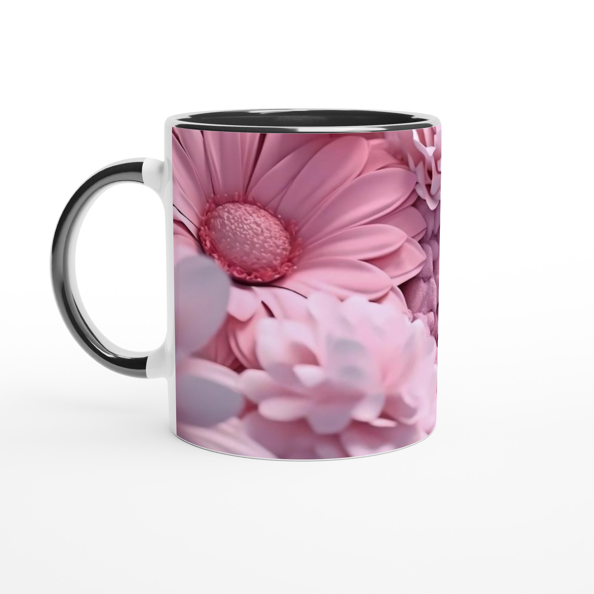 Vit 11oz keramisk mugg med drömskt rosa blommönster – välj din favoritfärg 4 d1f78d08-9780-4189-95ba-595c427647ff