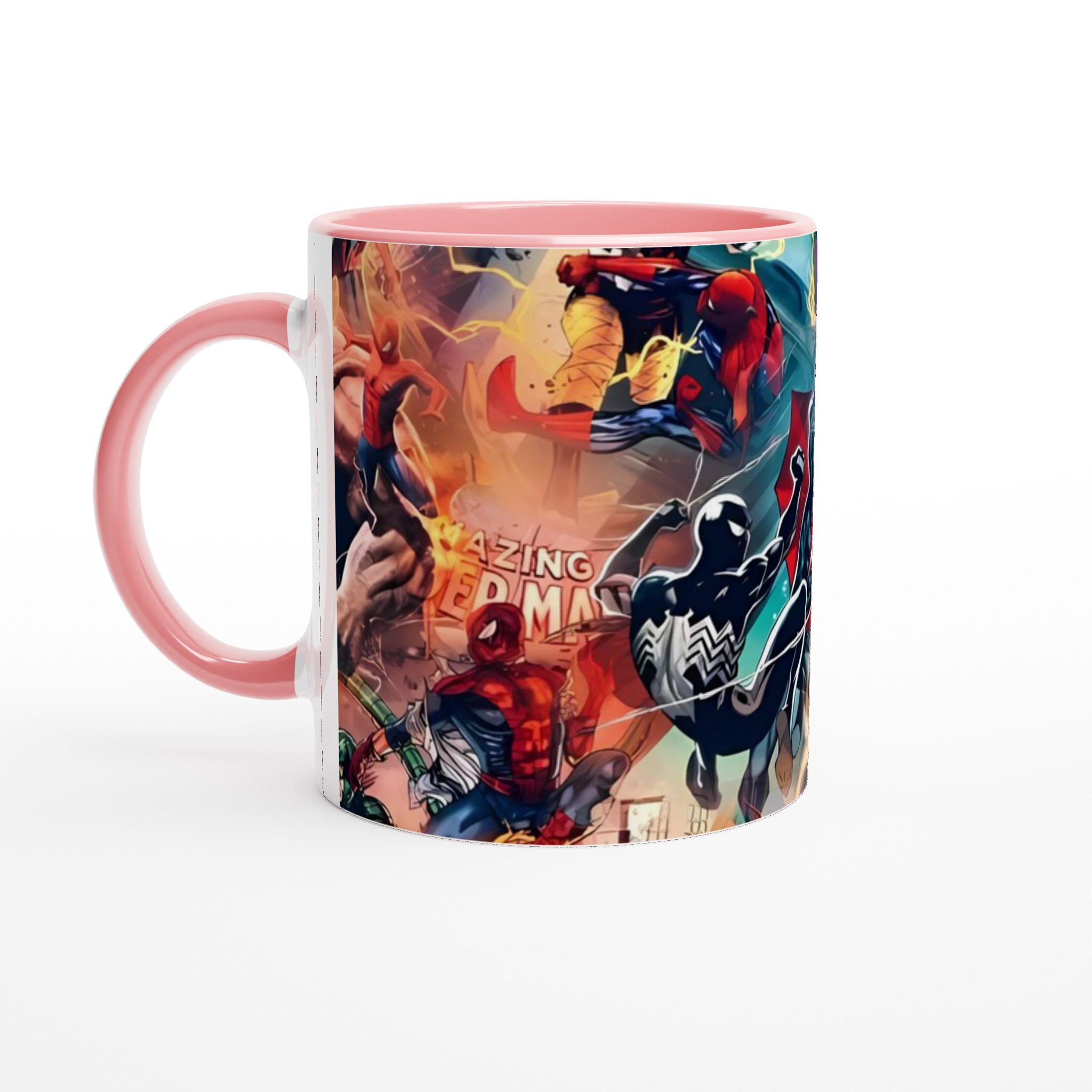 Vit 11oz keramisk mugg med sprakande Spider-Man serier i färgglad design 6 d237b60f-c014-4e51-b2a2-d5c4d08c1fb7