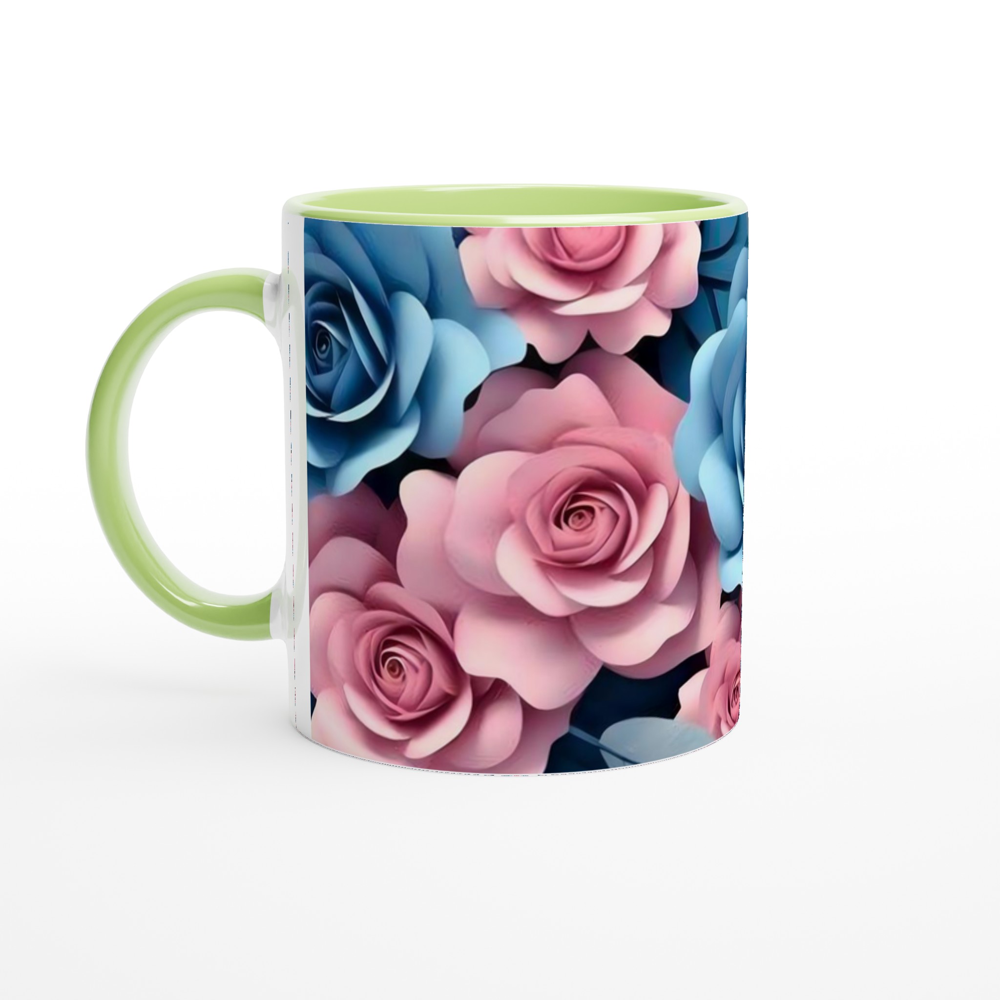 Elegant 11oz Keramisk Mugg med Blå och Rosa Rosor – Välj Din Favoritfärg 7 d260c840-c9b8-4b86-be68-24dfe45c44fe