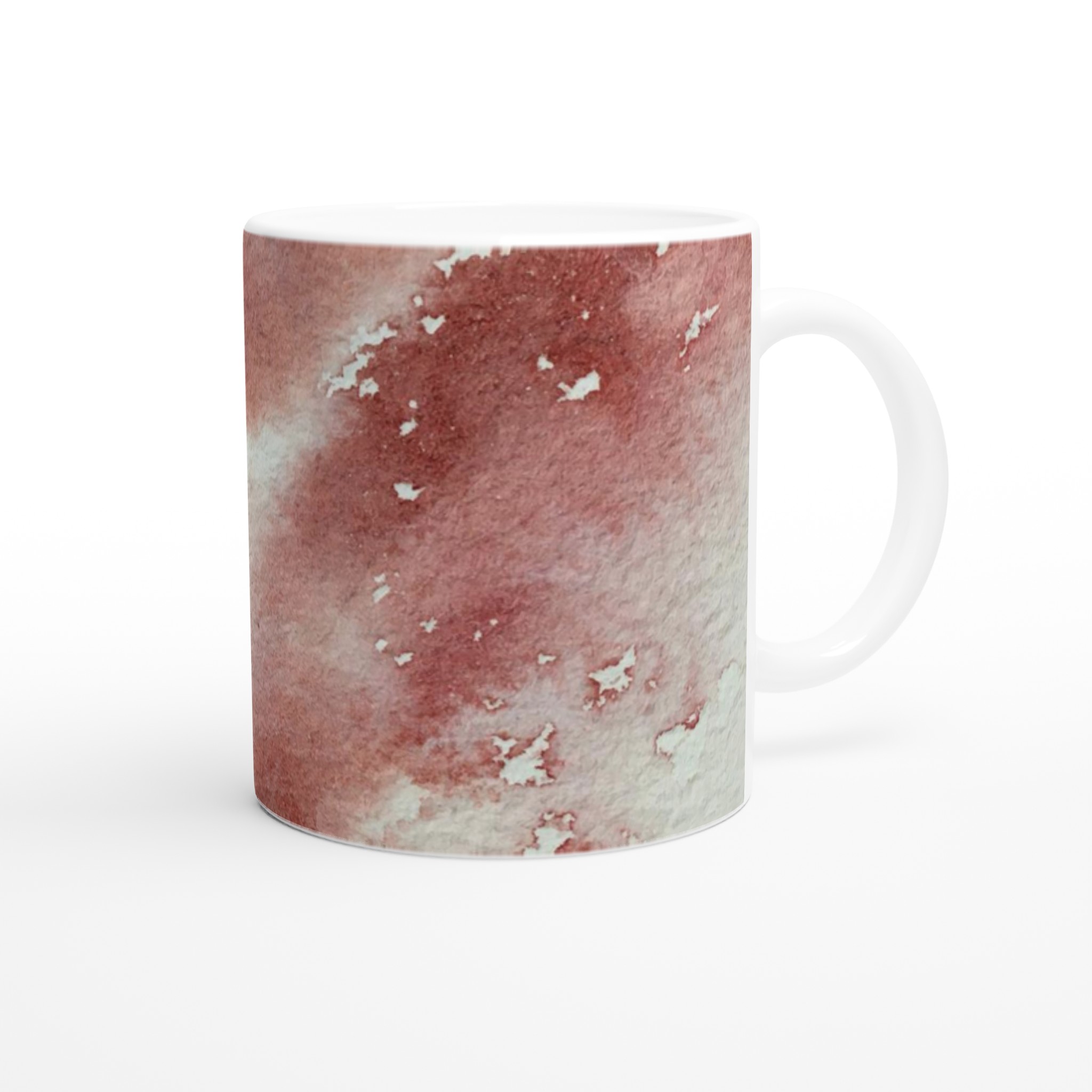 Vit 11oz keramisk mugg med konstnärlig akvarelldesign i mjuka jordtoner 9 d2797a3a-f4ce-4ba4-905c-36e38b0d60bc