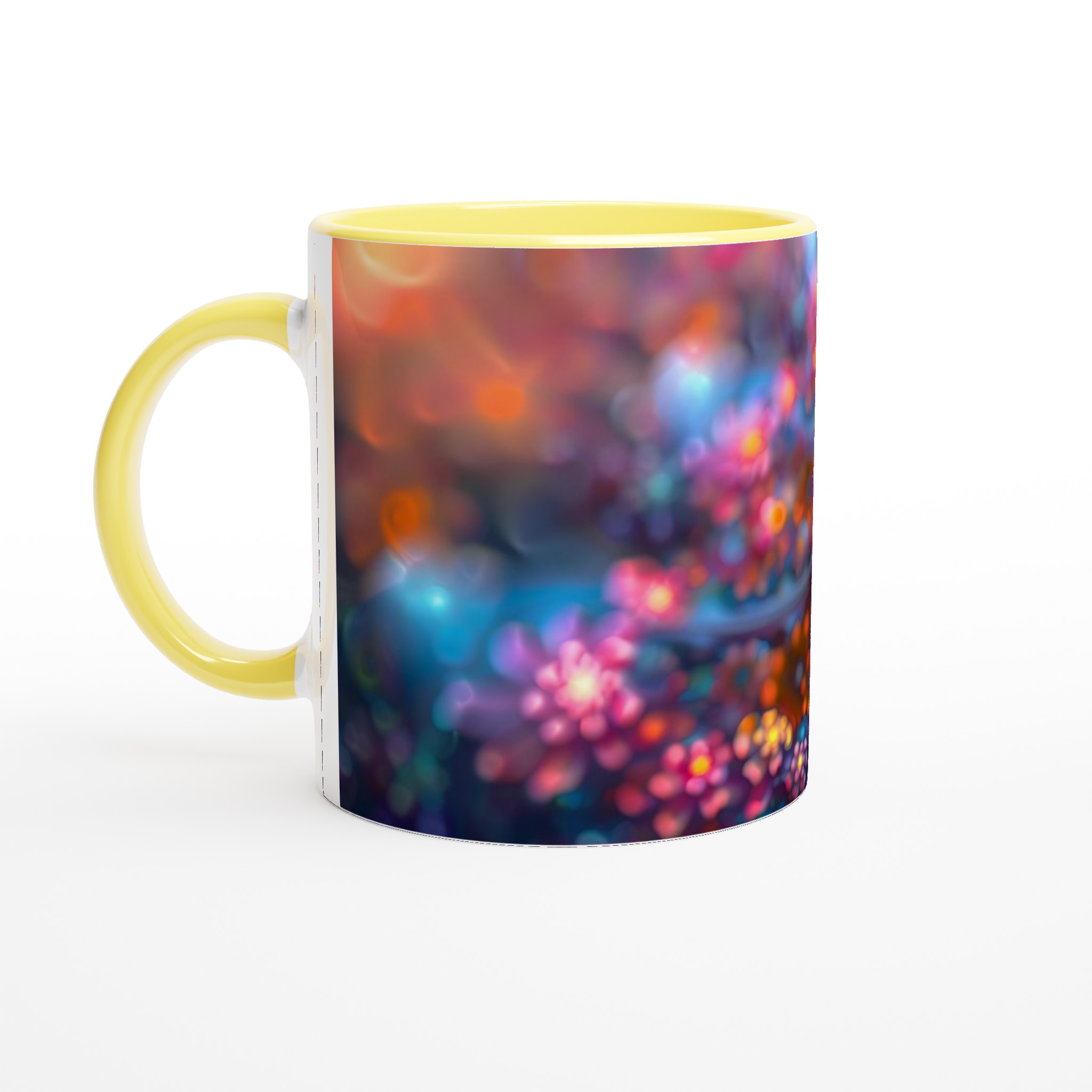 Kosmisk Blomstermugg – 11oz Keramikmugg med Hypnotisk Fraktaldesign i Livfulla Nyanser 3 d293e228-ea08-46f8-b5f4-6ead86120863