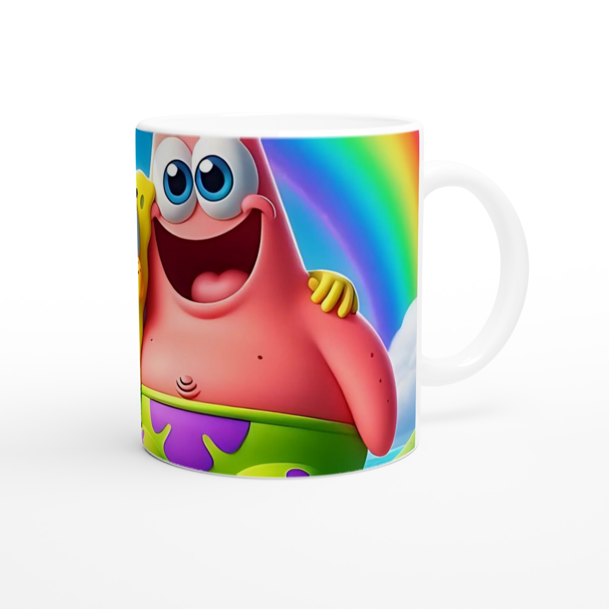 Vit 11oz keramisk mugg med färgstarkt och lekfullt motiv i regnbågsfärger 10 d298600b-895a-4f20-9d2a-3ef2a6fa8e27