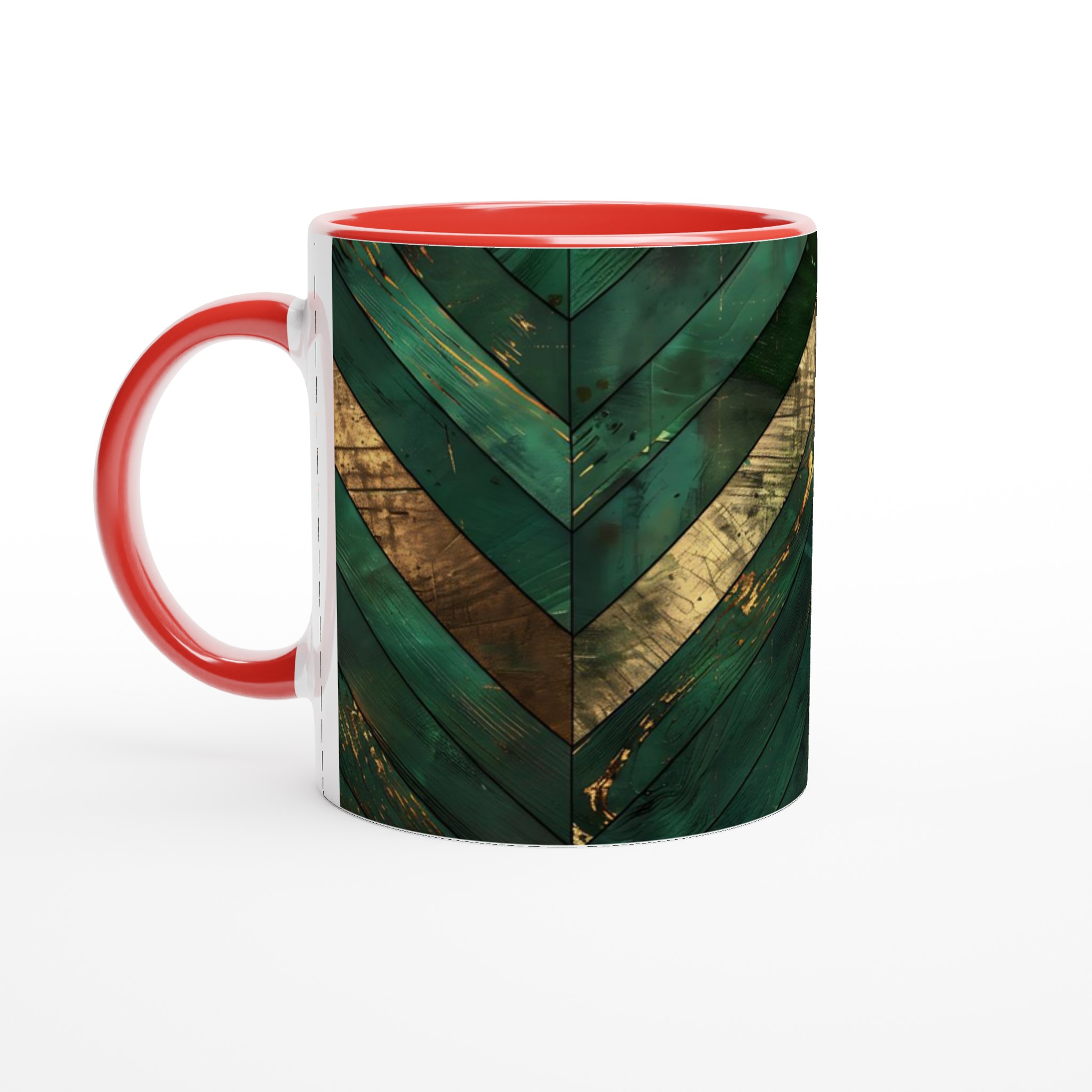 Vit 11oz keramisk mugg med elegant grön och guld design – välj bland sju färgstarka keramisktoner 5 d2b85c54-0383-4a2a-bfc4-08310ab97ff3