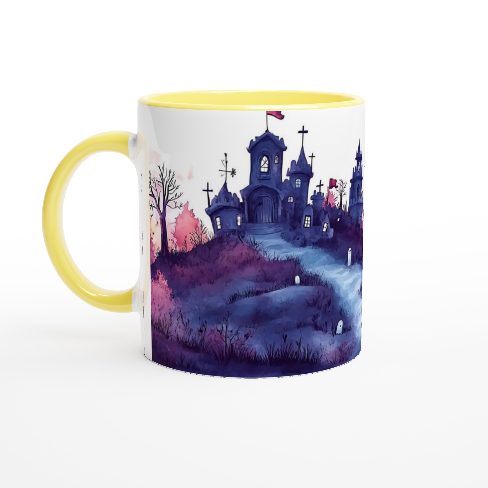 Mystisk Spökslott Mugg i Akvarell – 11oz Keramikmugg för Halloween & Mysiga Stunder, Välj din färg! 3 d2d010c1-511a-4898-90f1-a37825eb521d