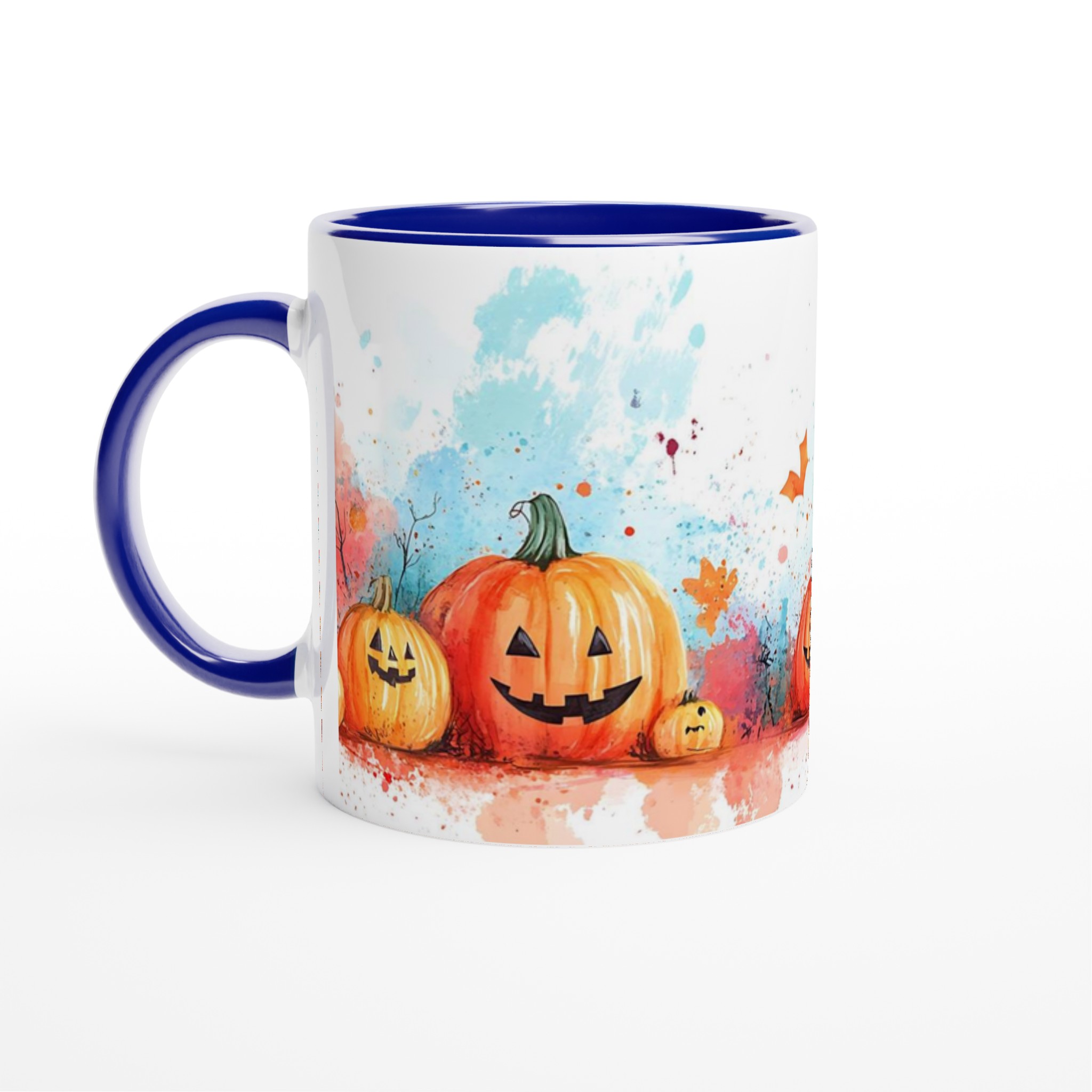 Lekfull Halloween Pumpa Mugg - Keramisk Kopp med Akvarell-inspirerad Design i Ditt Val av Färg 2 d3038545-47d7-4481-b0d9-2fe6c8d93cb3